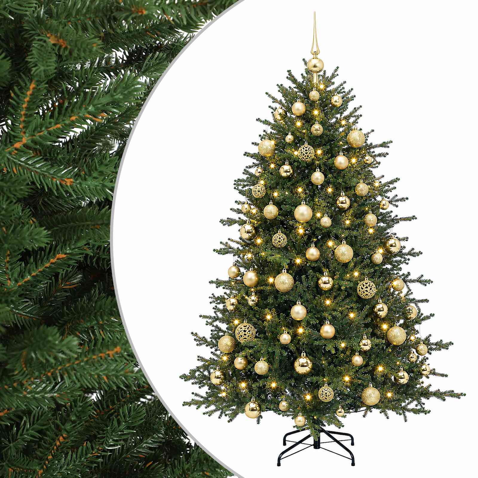 vidaXL Brad de Crăciun artificial cu glob 240 cm 300 LED-uri Alb cald