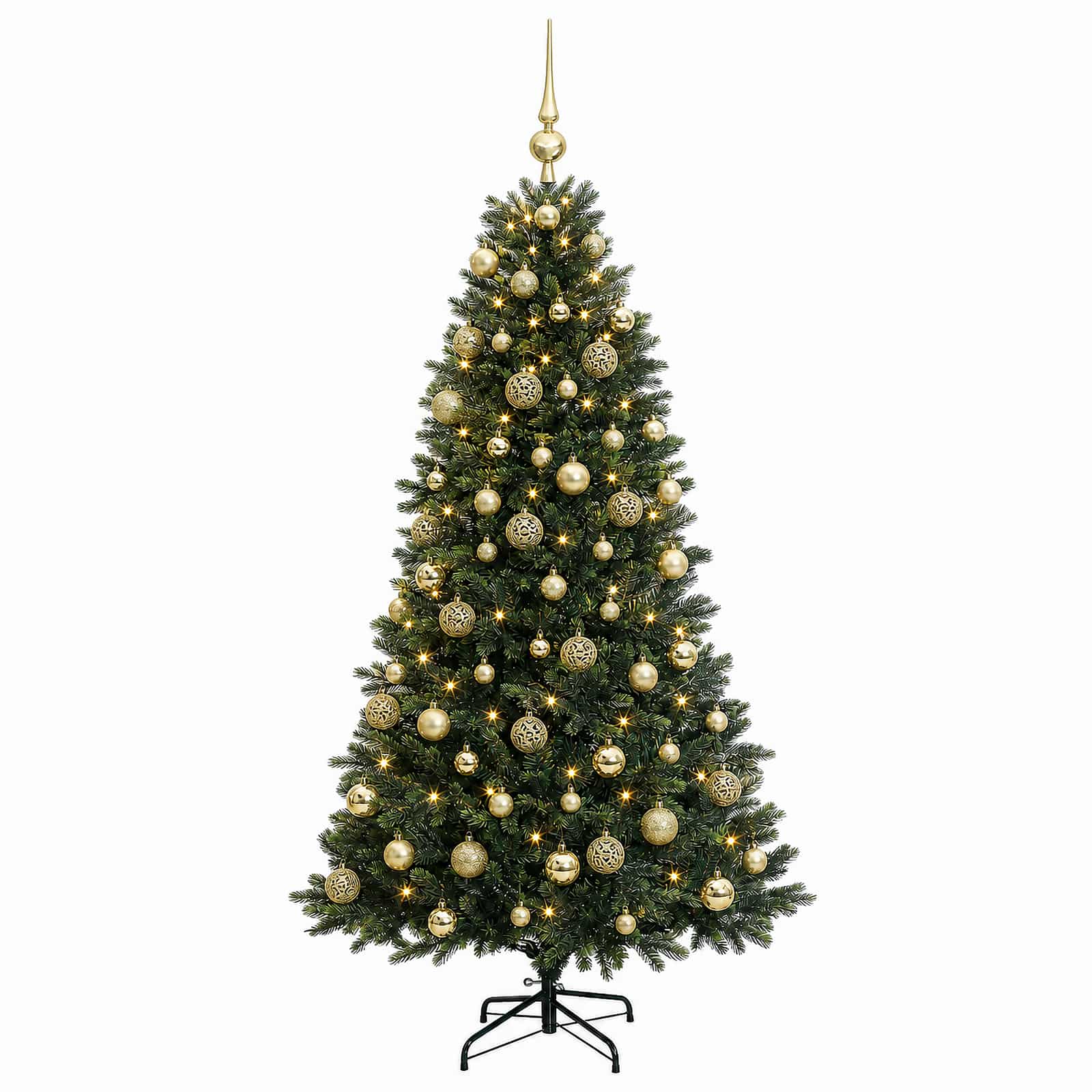 Umjetno božično drevo z okrasnimi kroglami 210 cm 300 LED