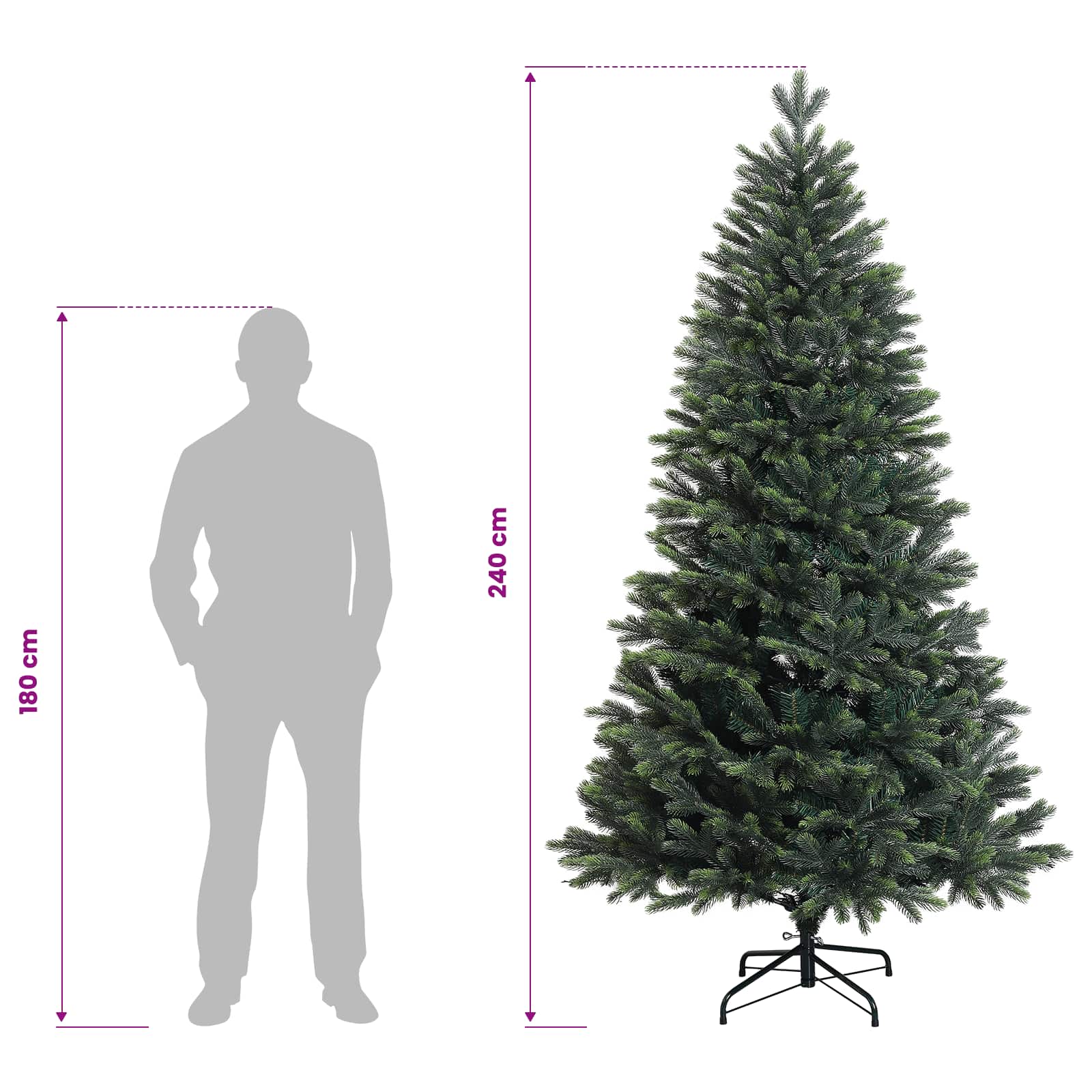 Umjetno božično drevo z okrasnimi kroglami 240 cm 300 LED