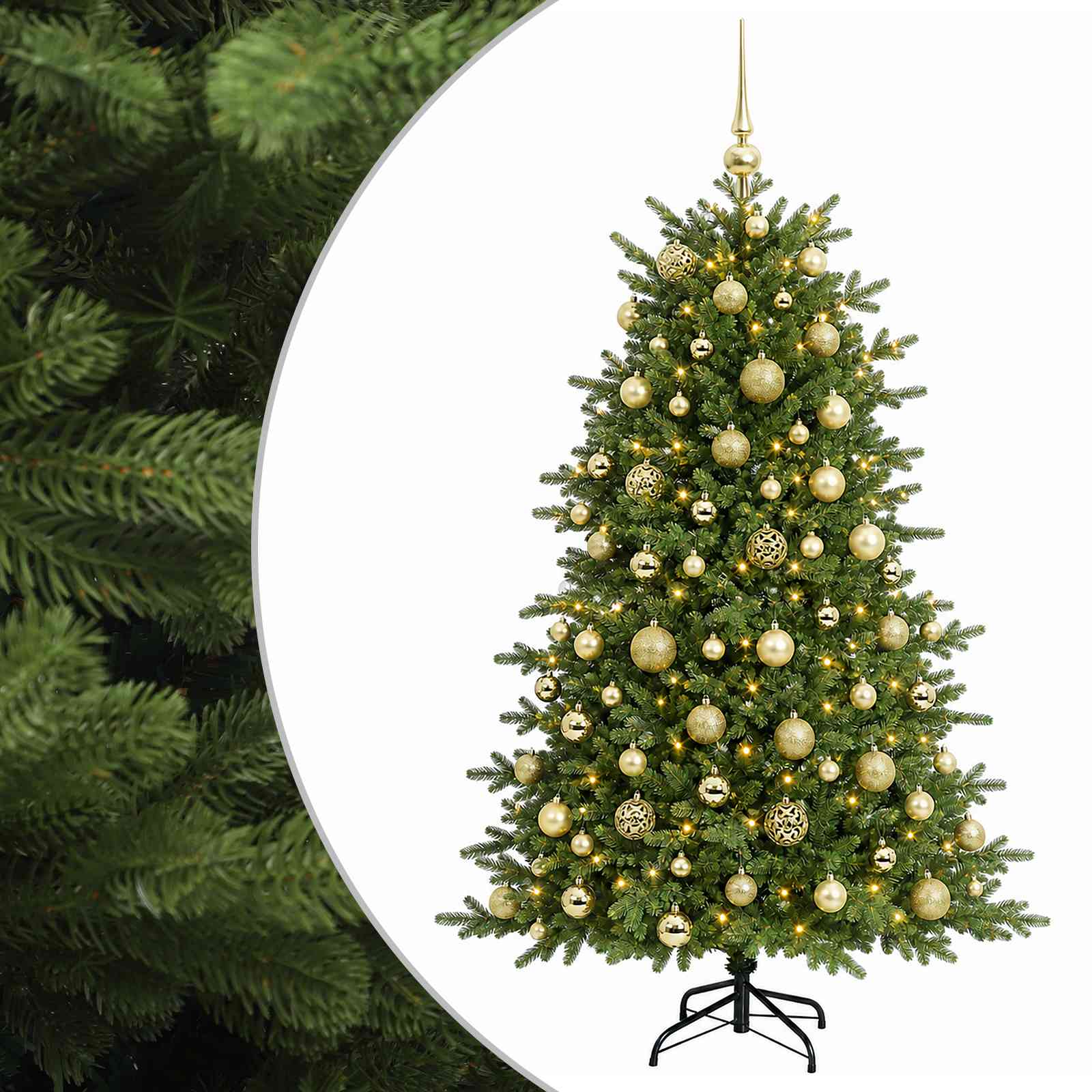 Umetna božična jelka z bučko 210 cm 300 LED Toplo bela