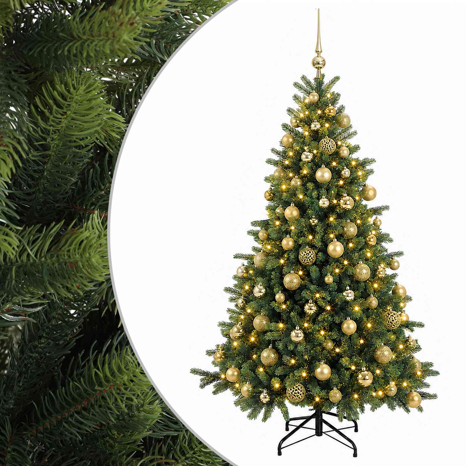 Umetna božična jelka z bučko 180 cm 300 LED Toplo bela