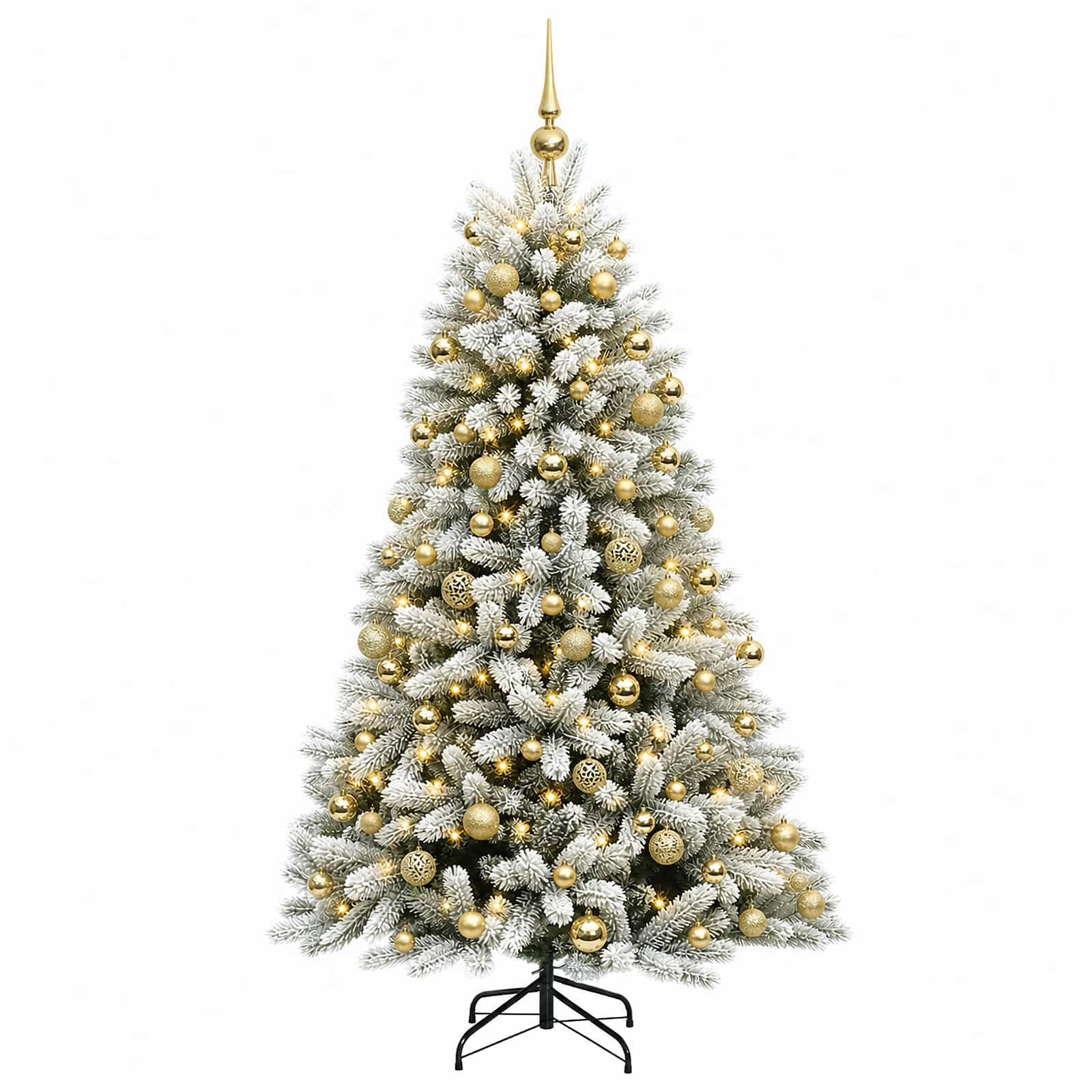 Umjetno božično drevo z okrasnimi kroglami 180 cm 300 LED