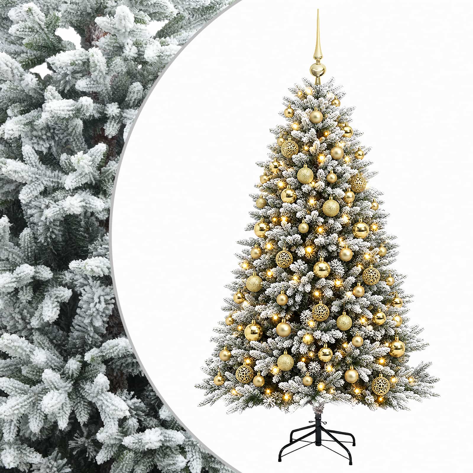 Umjetno božično drevo z okrasnimi kroglami 210 cm 300 LED