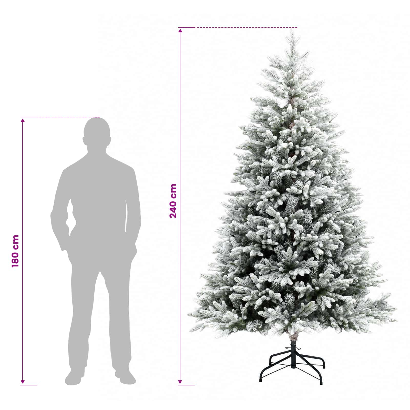 Umjetno božično drevo z okrasnimi kroglami 240 cm 300 LED