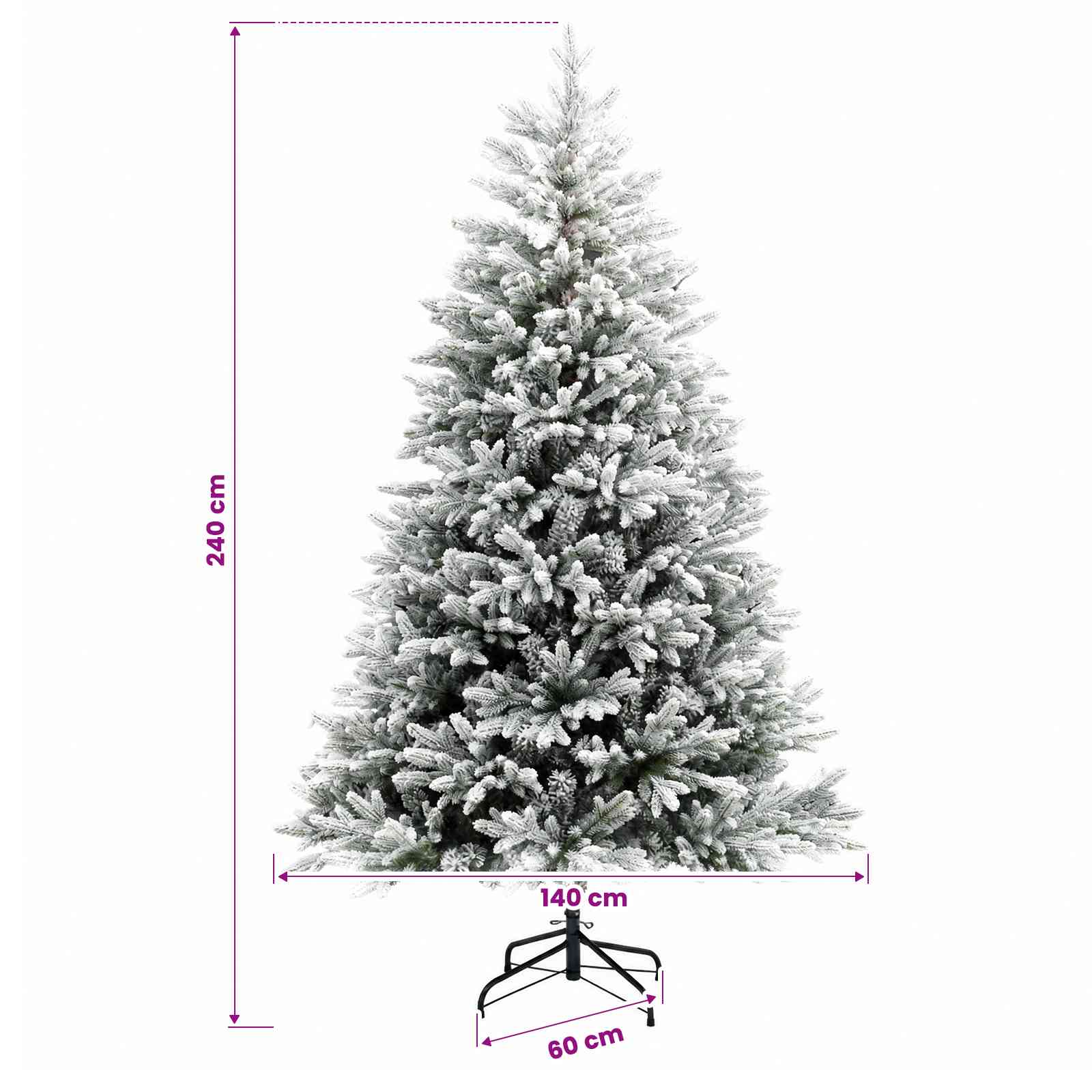 Umjetno božično drevo z okrasnimi kroglami 240 cm 300 LED