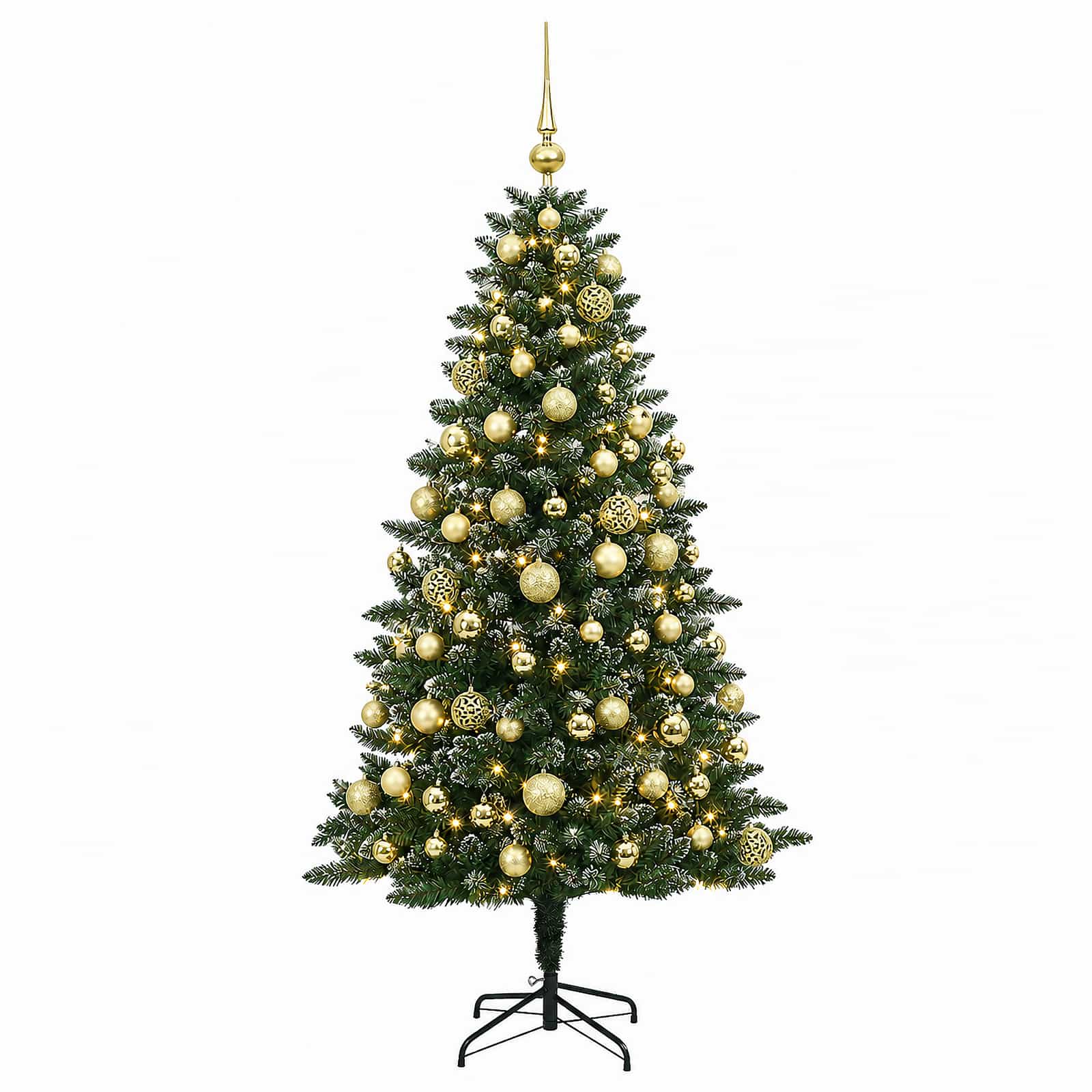 Umjetno božično drevo z okrasnimi kroglami 210 cm 300 LED