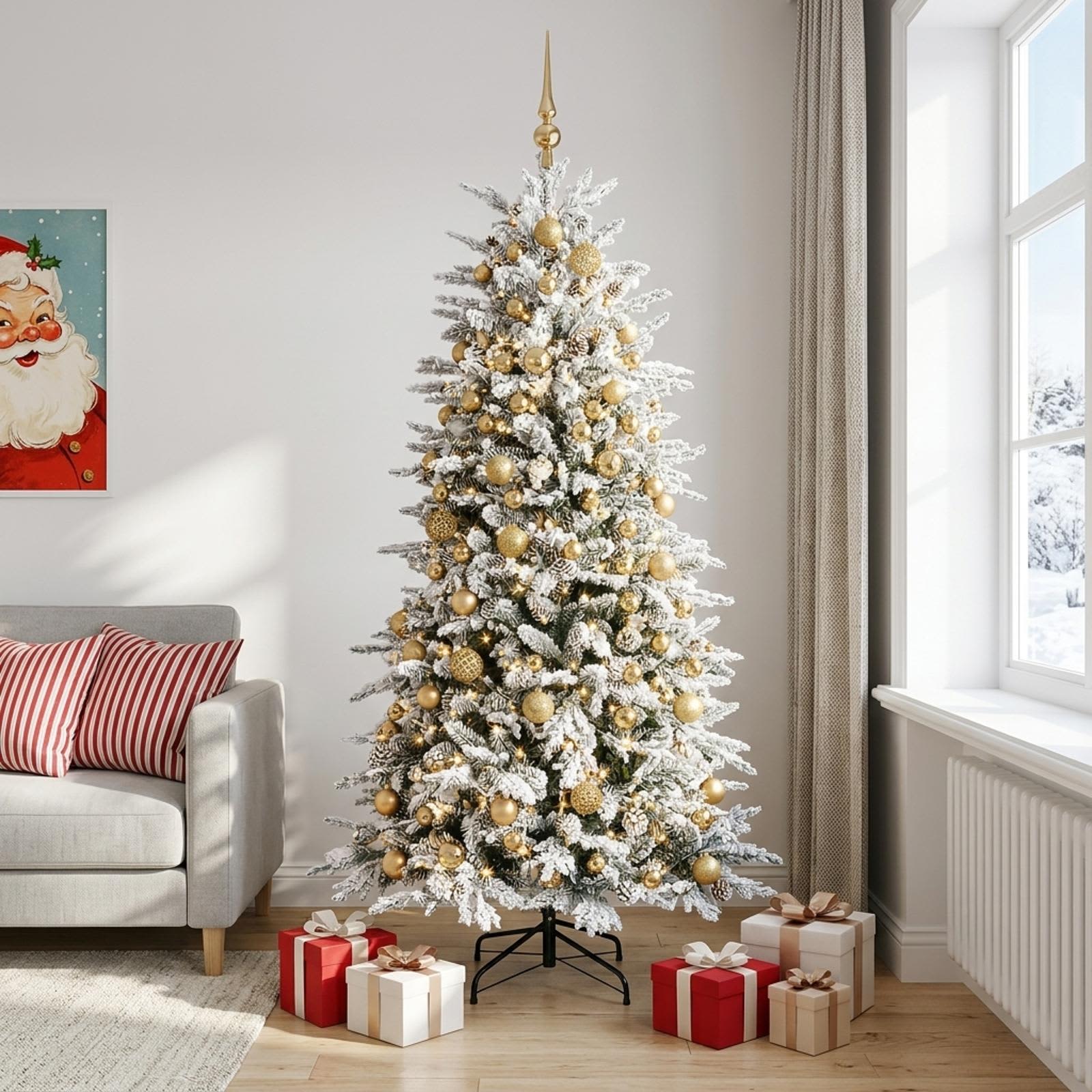 Umetna božična jelka z bučko 240 cm 300 LED Toplo bela