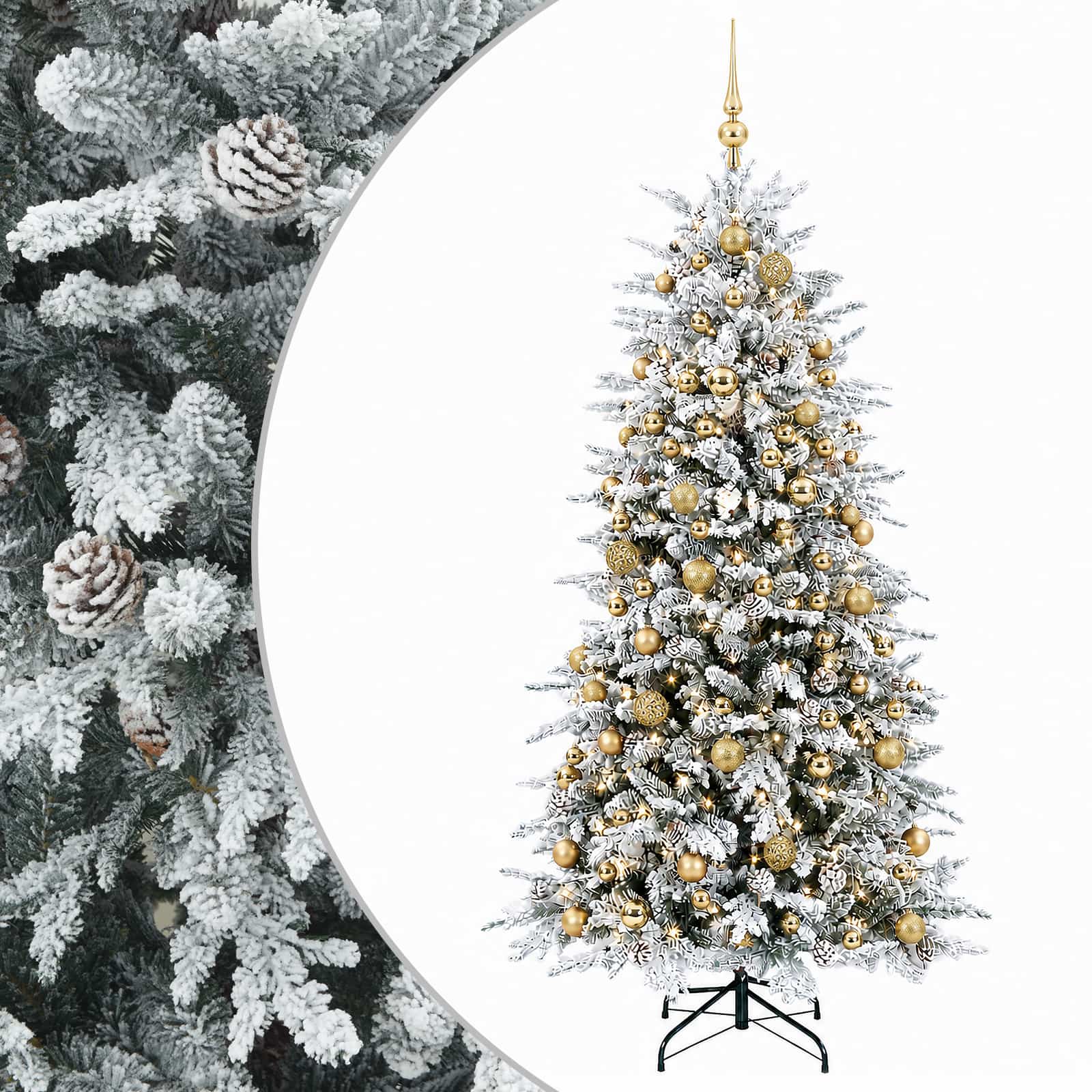 Umetna božična jelka z bučko 180 cm 300 LED Toplo bela