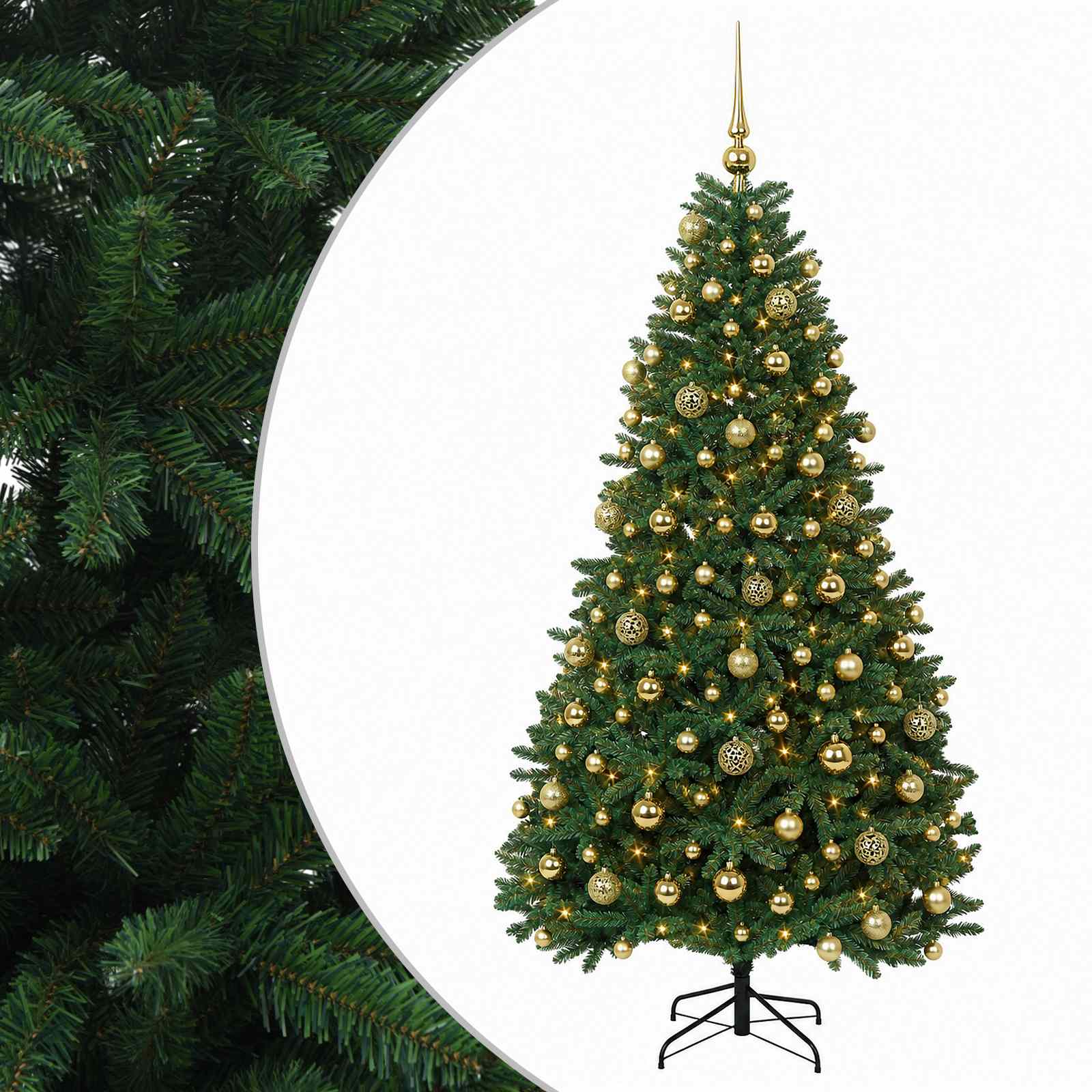 vidaXL Brad de Crăciun artificial, verde mediu, cu globuri 240 cm
