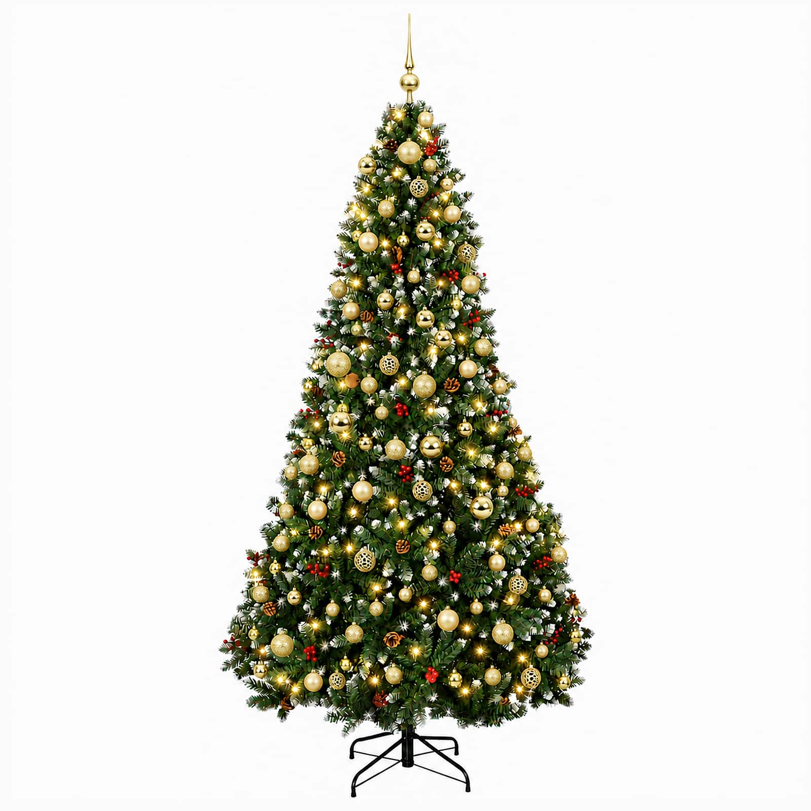 Umetno božično drevesce z božičnimi okraski 180 cm 300 LED