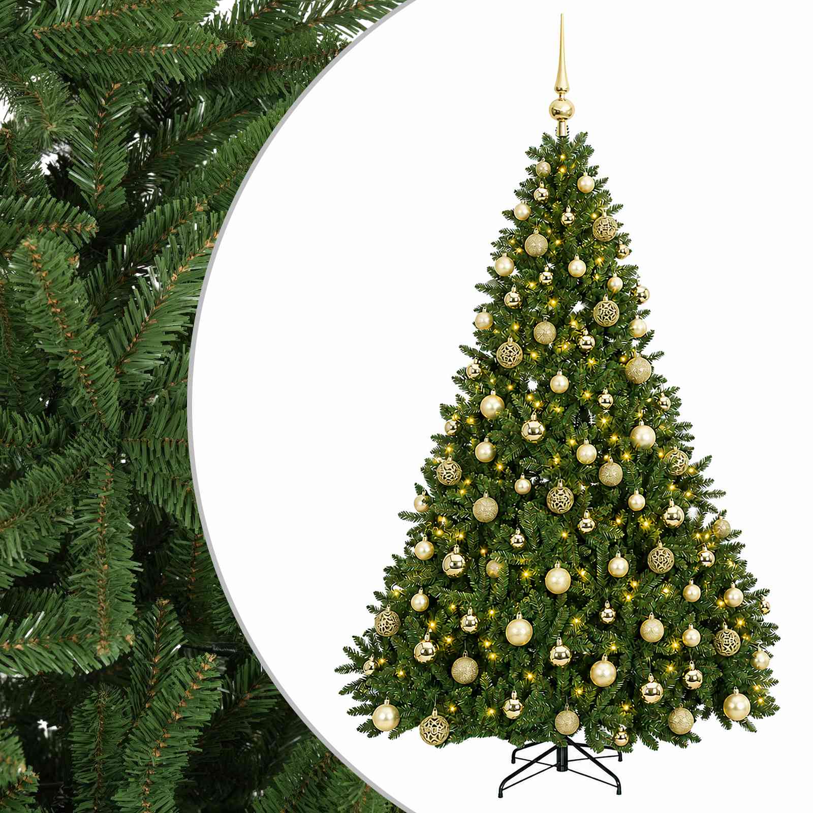 vidaXL Künstlicher Weihnachtsbaum Hellgrün mit Weihnachtskugeln 240 cm – Bild 2