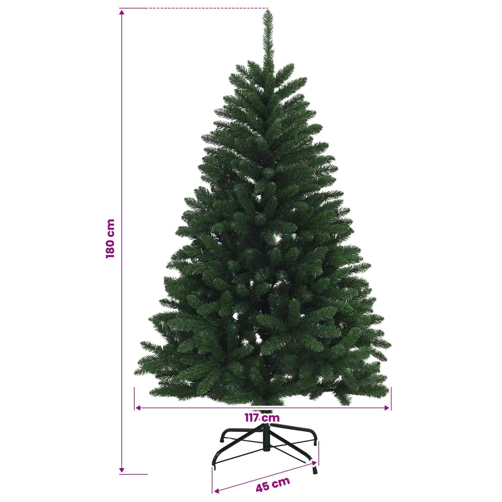 Umetno božično drevesce, srednje zeleno, z bunkicami 180 cm