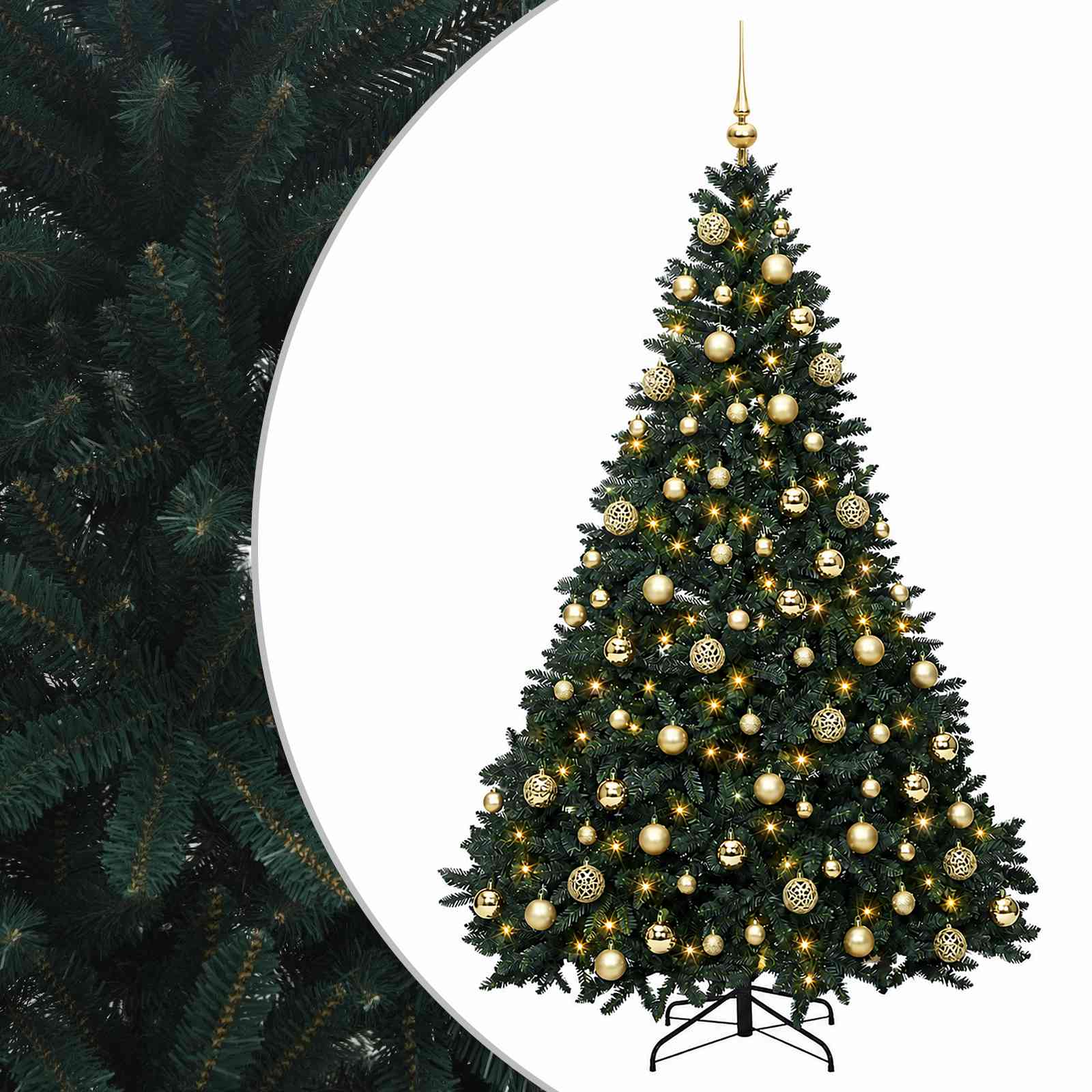 vidaXL Brad de Crăciun artificial, verde închis, cu globuri 240 cm