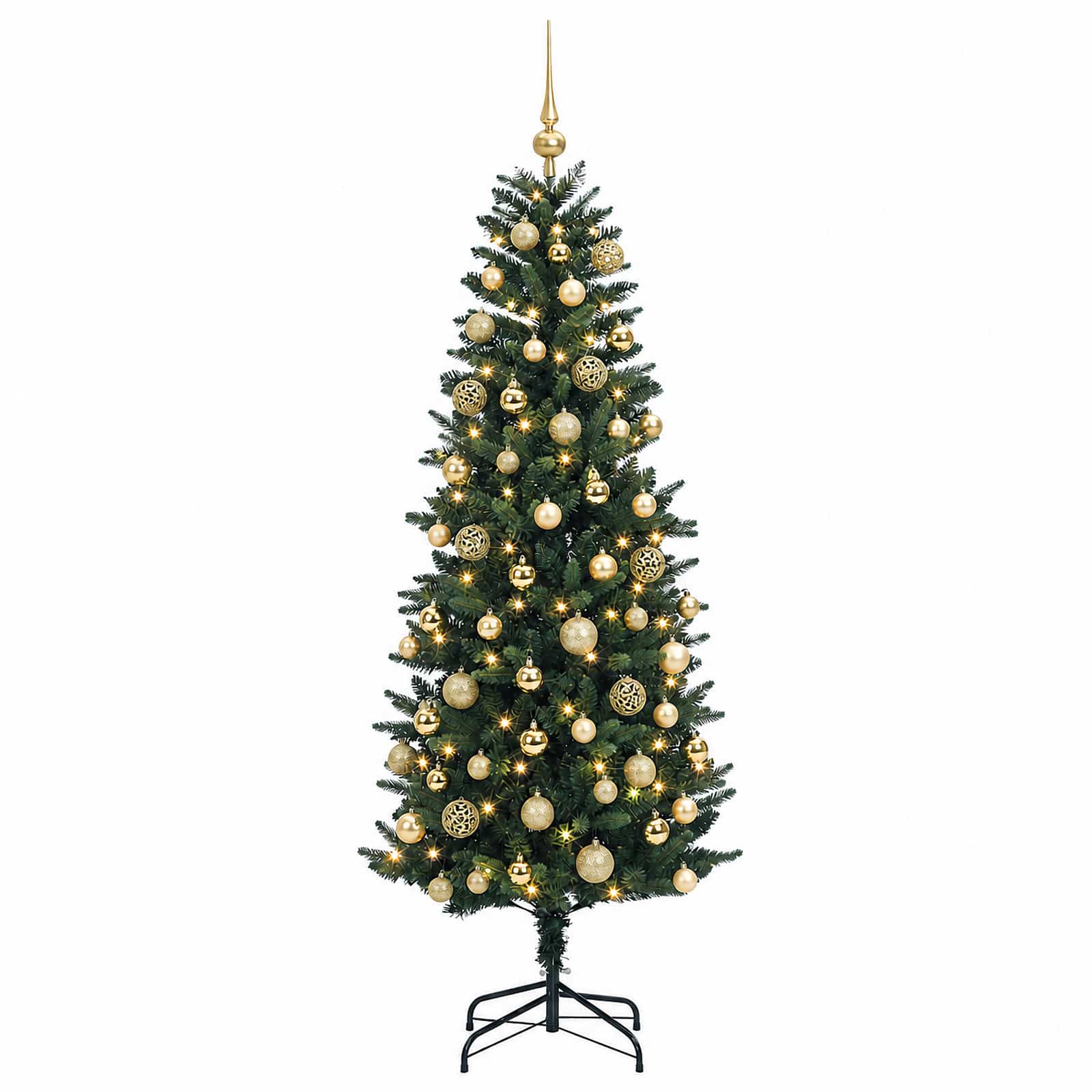 Umjetno božično drevo z okrasnimi kroglami 210 cm 300 LED