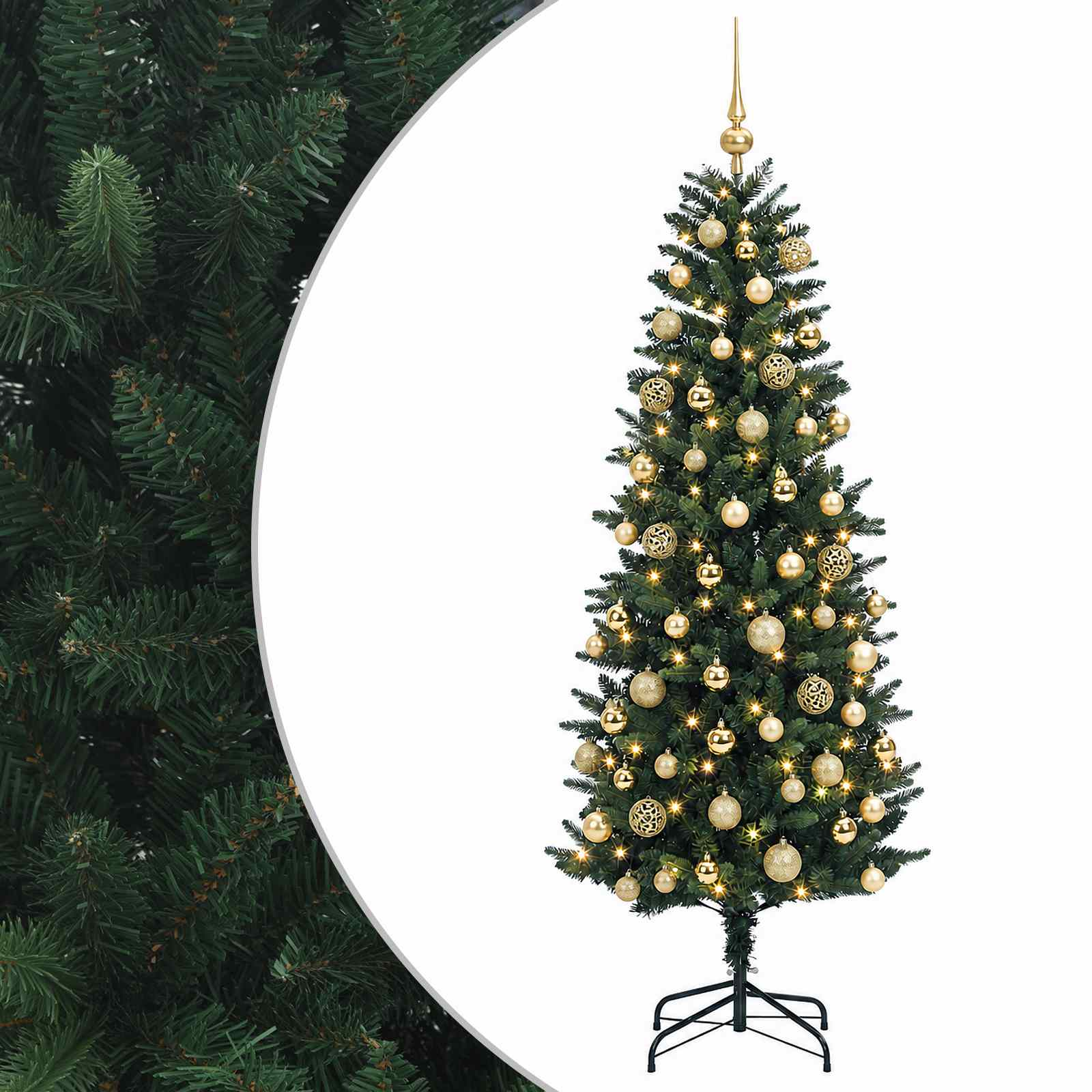 vidaXL Brad de Crăciun artificial cu globuri 240 cm 300 LED-uri