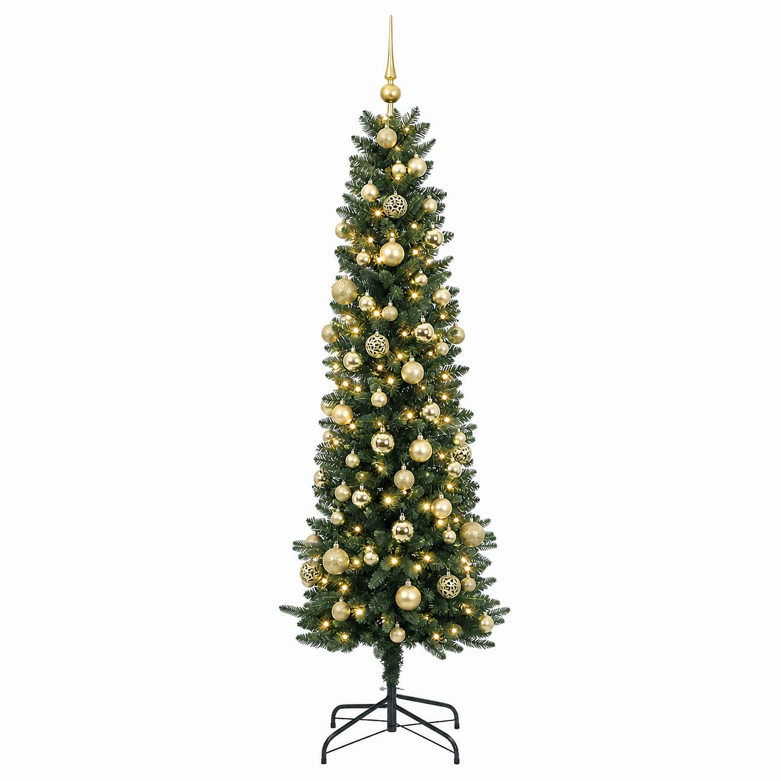 Umetno ozko božično drevesce z božično kroglico 210 cm 300 LED