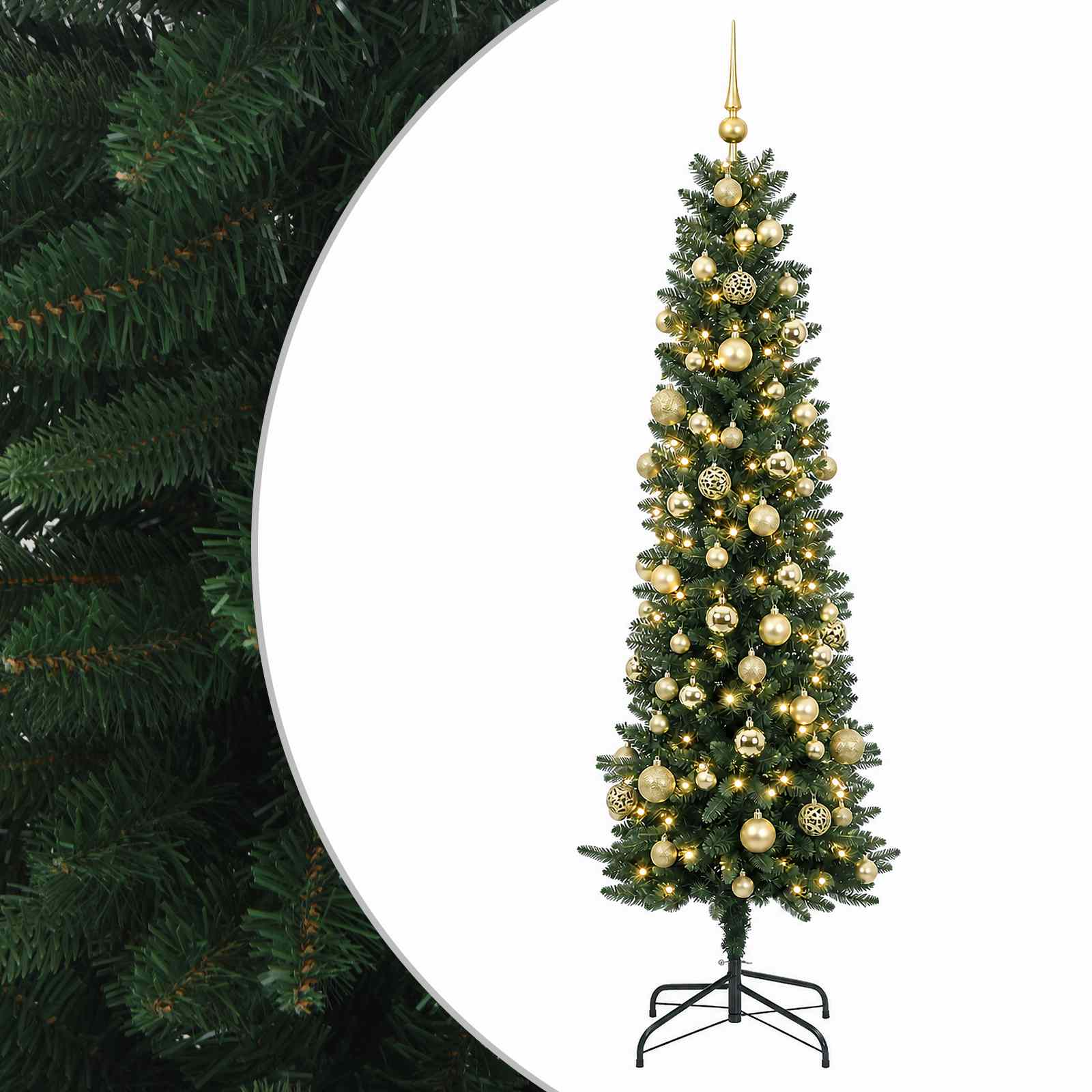 Umetno ozko božično drevesce z božično kroglico 240 cm 300 LED