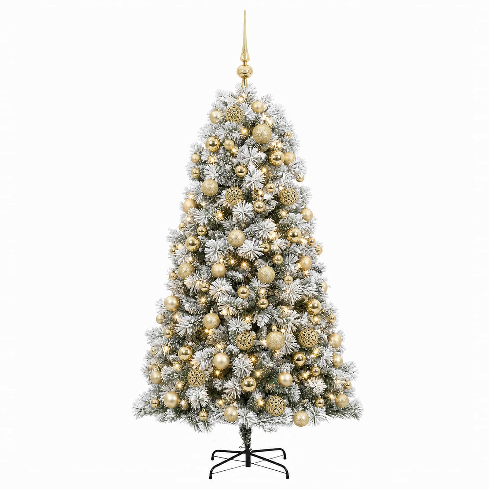 Umetno božično drevo s kroglicami in zložljivimi vejami 240 cm