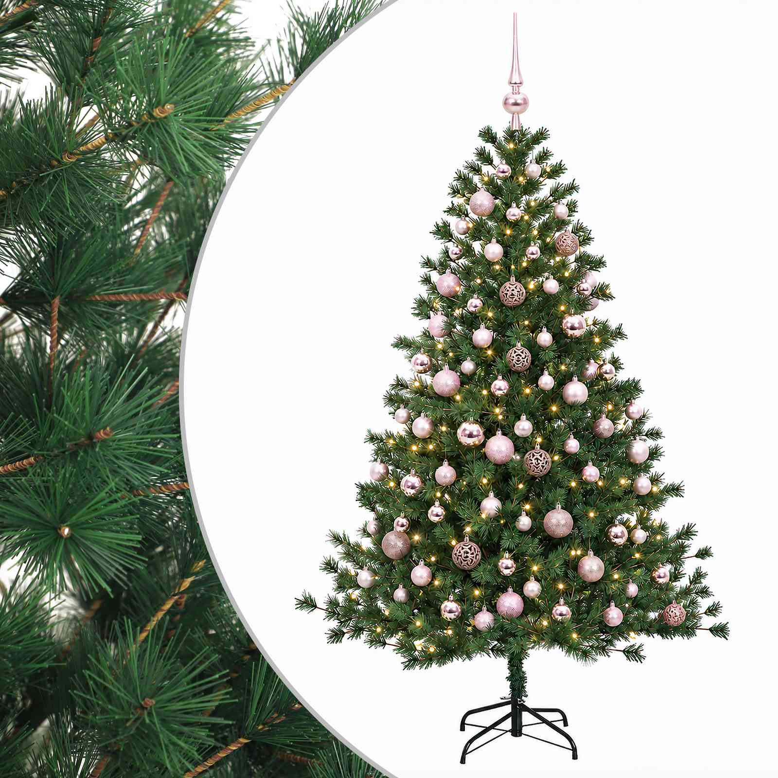 Umetna božična jelka z bučko 210 cm 300 LED Toplo bela