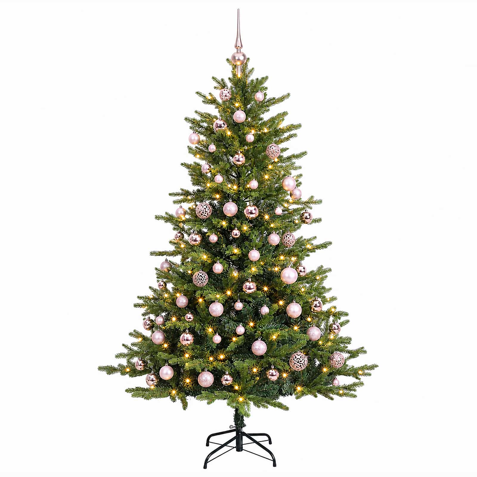 Umjetno božično drevo z okrasnimi kroglami 210 cm 300 LED