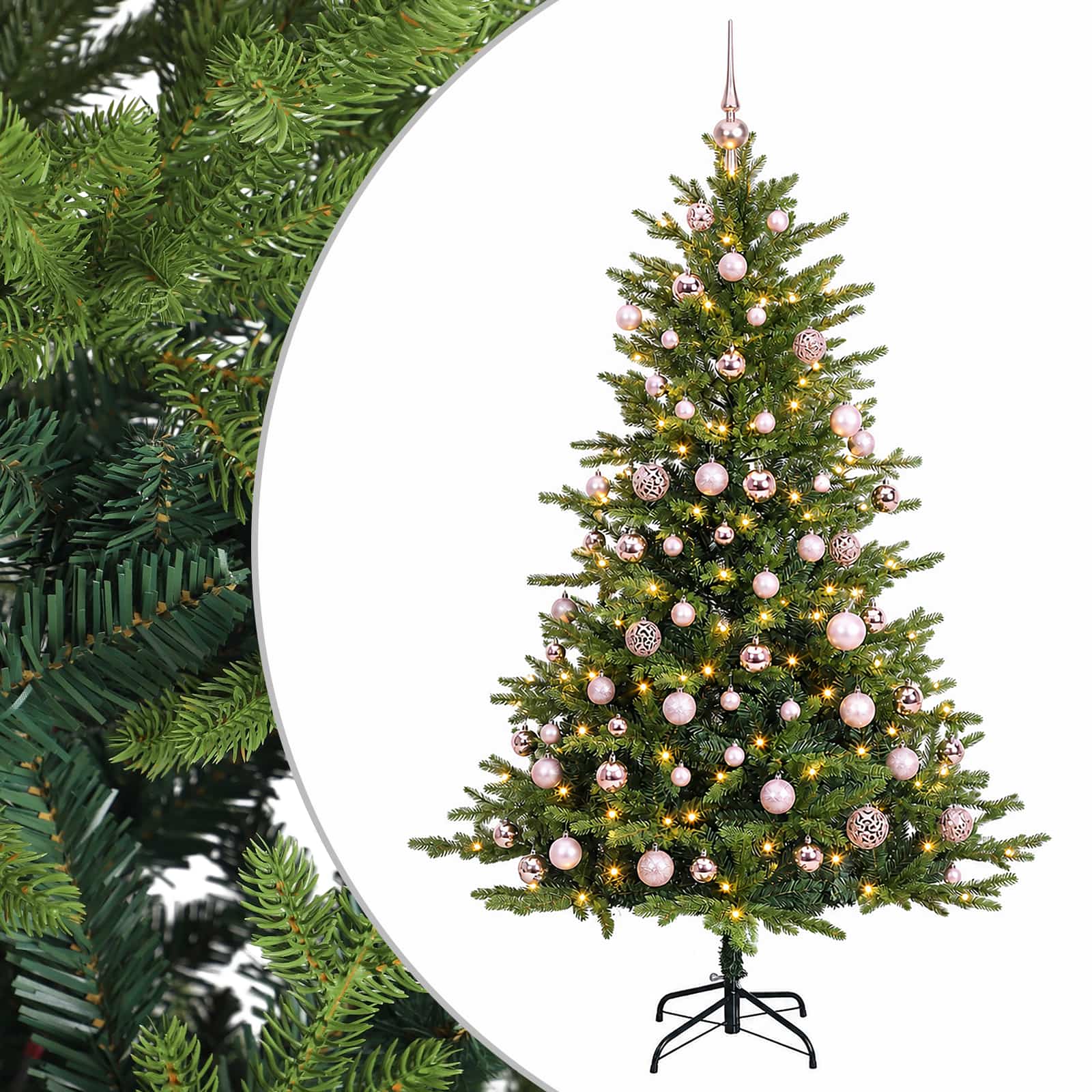 vidaXL Umelý vianočný stromček s guľami 240 cm 300 LED Teplá biela