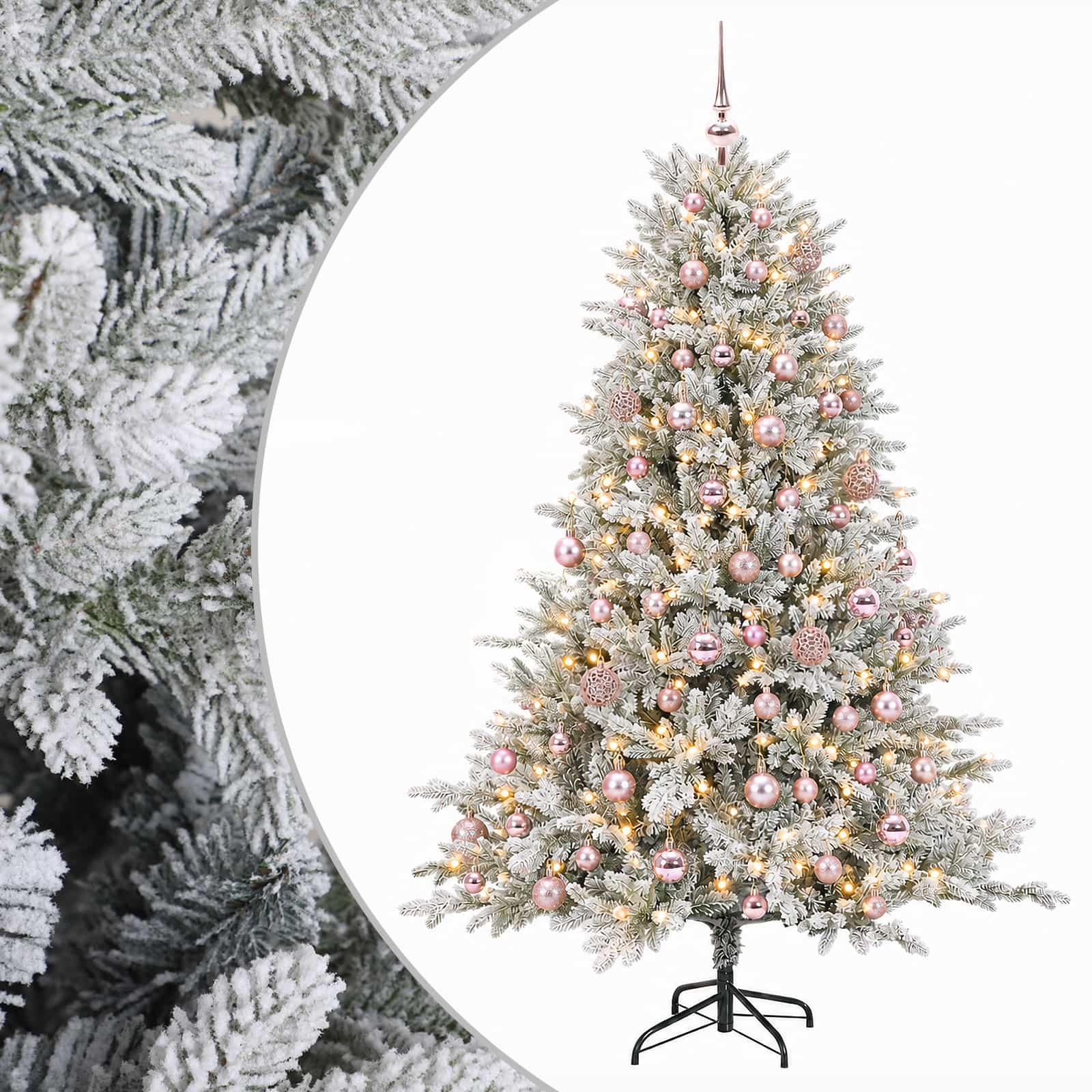 Umjetno božično drevo z okrasnimi kroglami 180 cm 300 LED