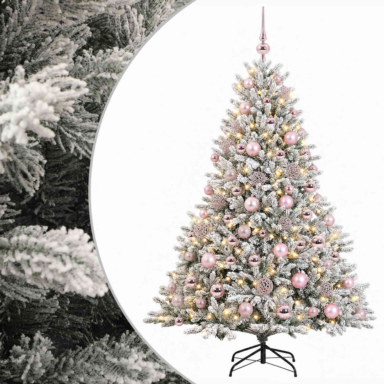 vidaXL Umelý vianočný stromček s vianočnými guľami 210 cm 300 LED