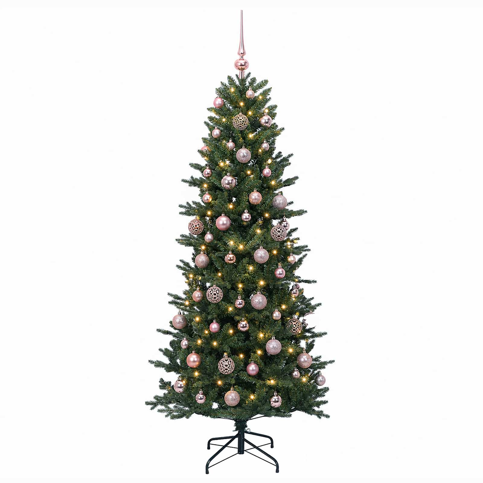 Umetna božična jelka z bučko 210 cm 300 LED Toplo bela