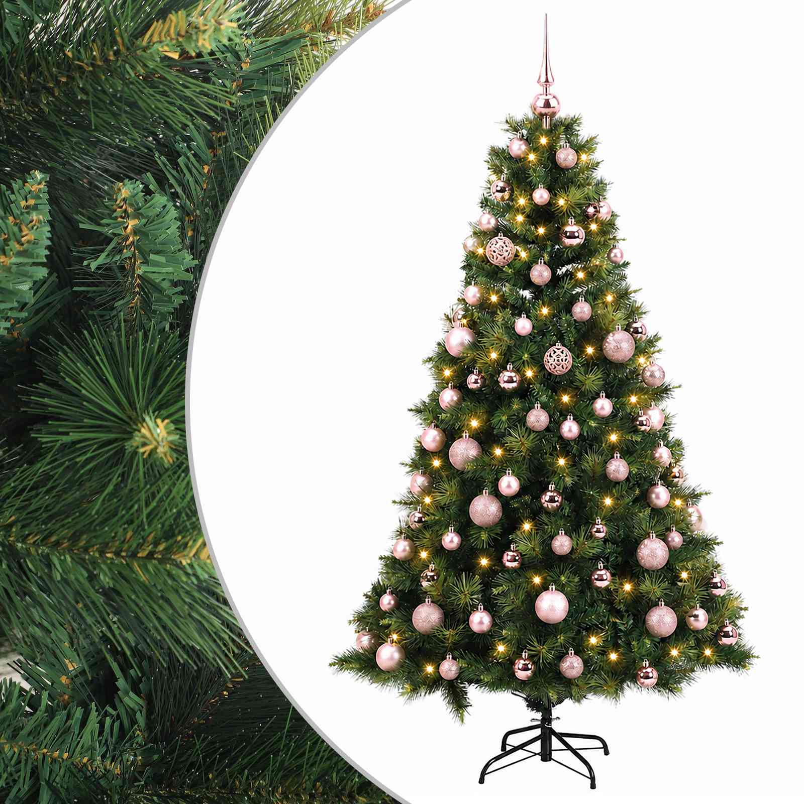 Umetna božična jelka z bučko 210 cm 300 LED Toplo bela