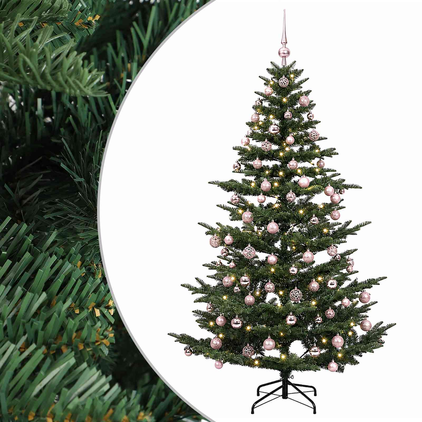 Umetna božična jelka z bučko 180 cm 300 LED Toplo bela