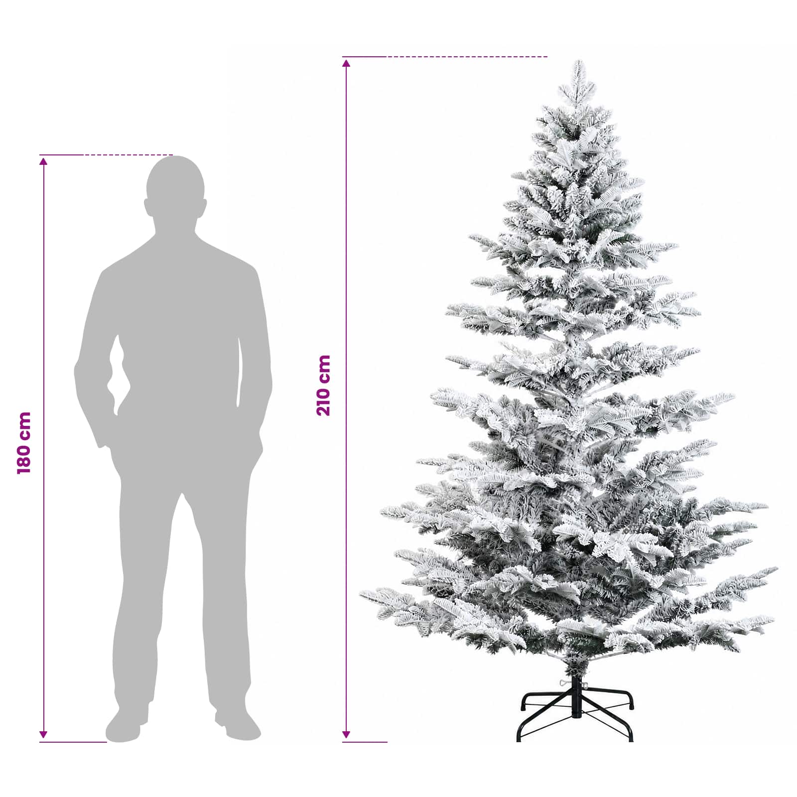 Umetna božična jelka z bučko 210 cm 300 LED Toplo bela