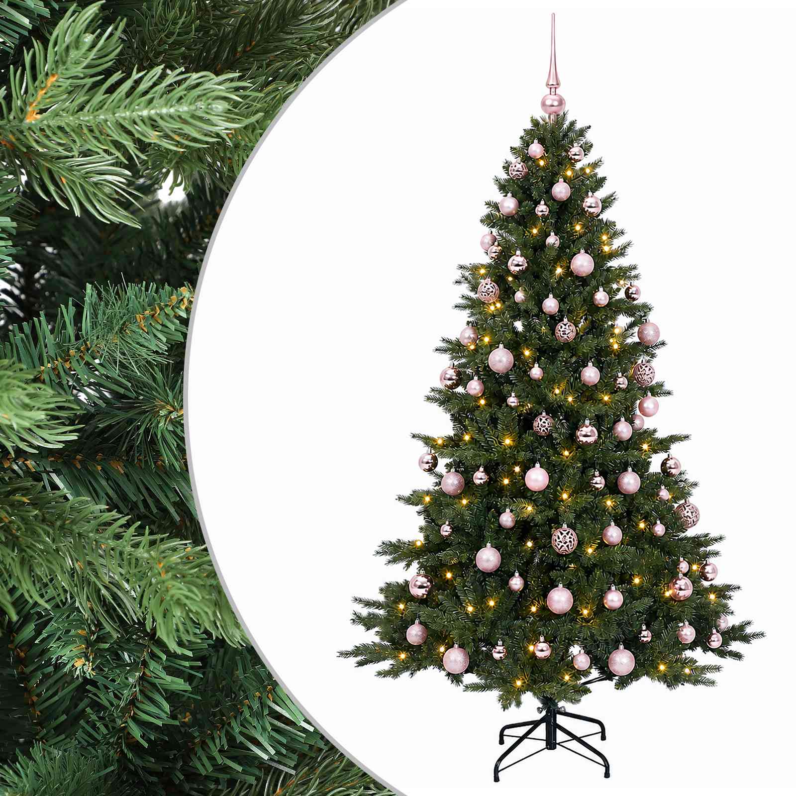 Umetna božična jelka z bučko 180 cm 300 LED Toplo bela