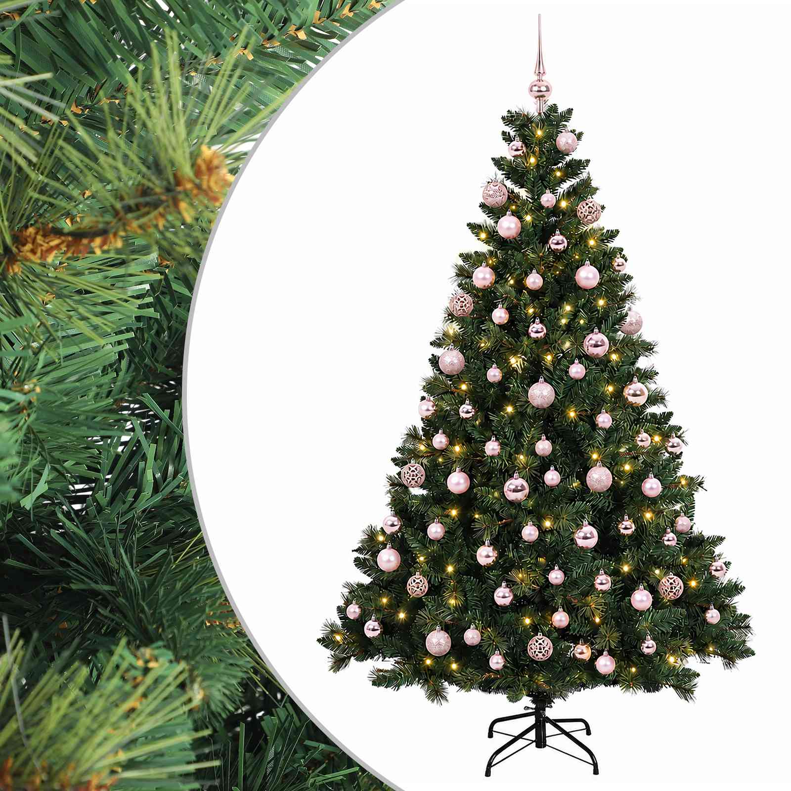 vidaXL Umelý vianočný stromček s guľami 240 cm 300 LED Teplá biela