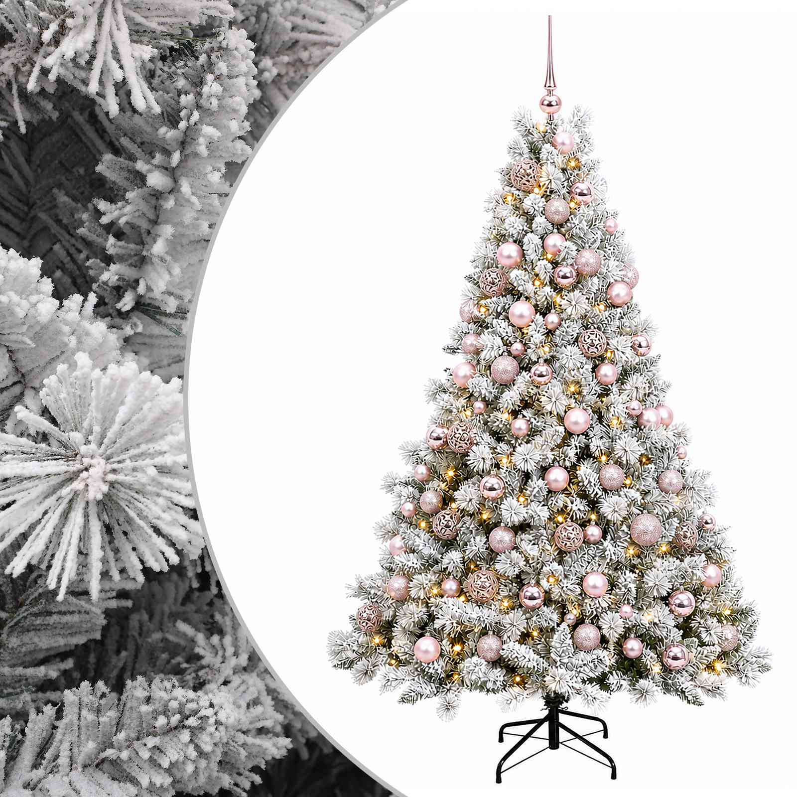 vidaXL Umelý vianočný stromček s guľami 240 cm 300 LED Teplá biela