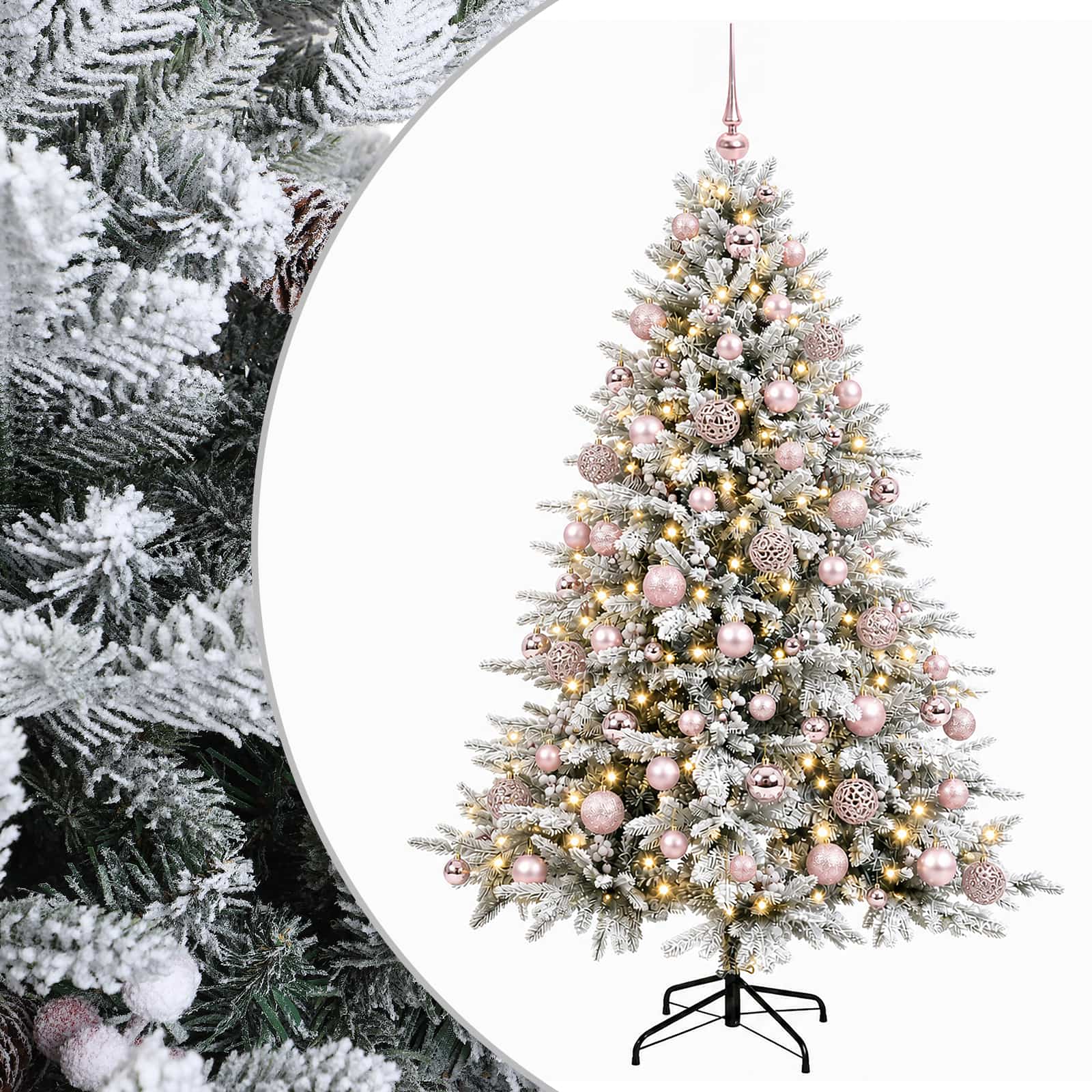 vidaXL Umelý vianočný stromček s vianočnými guľami 210 cm 300 LED