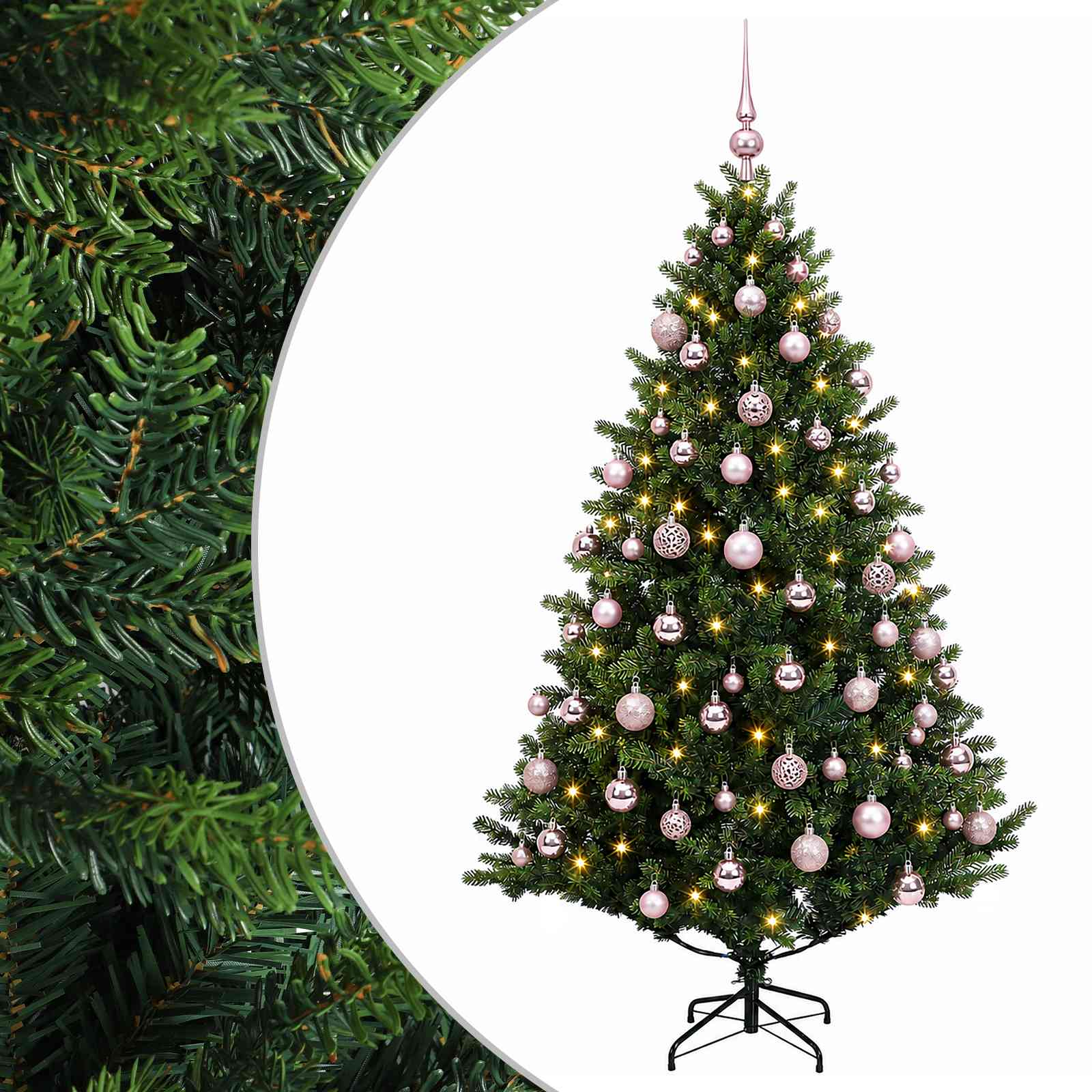 vidaXL Umelý vianočný stromček s guľami 210 cm 300 LED Teplá biela