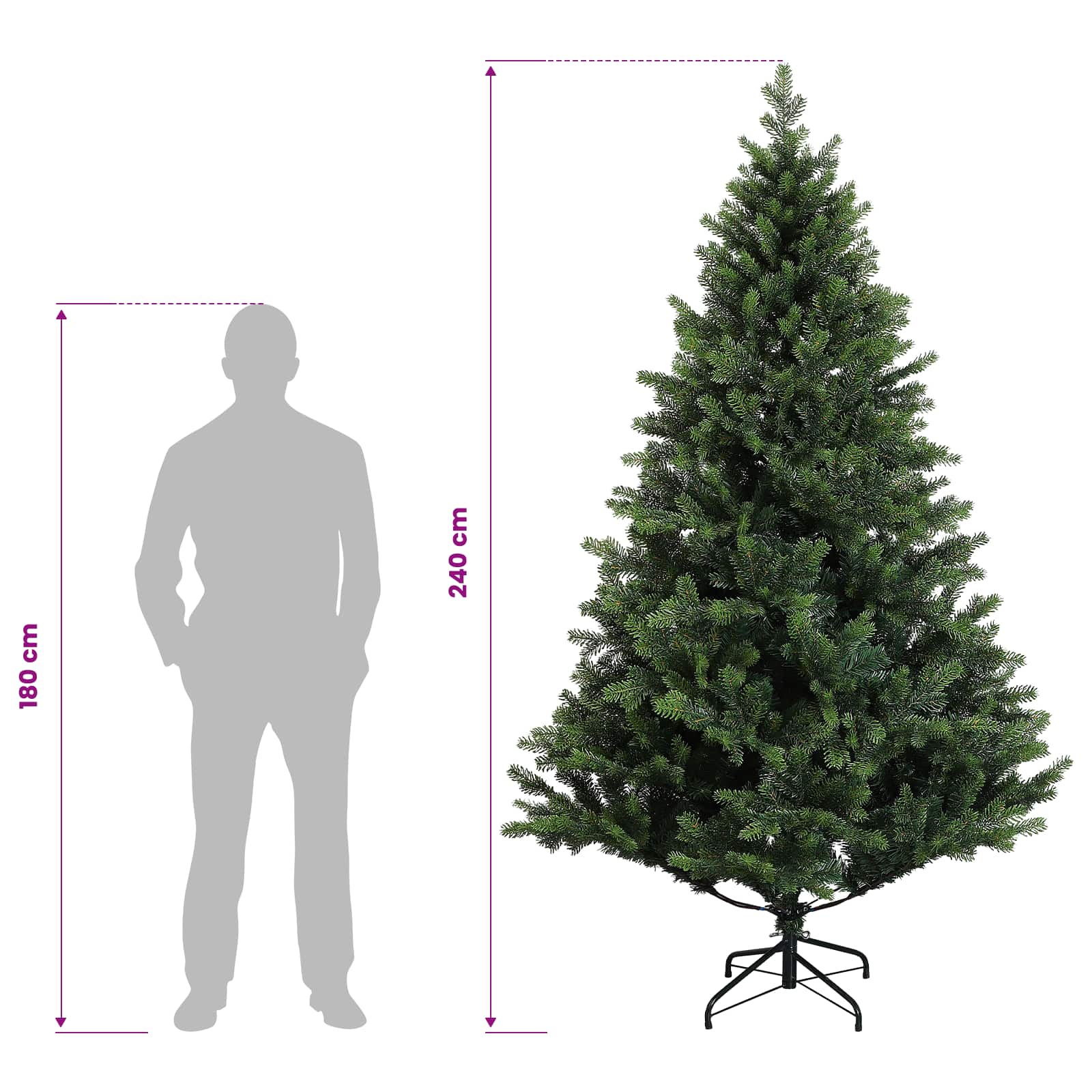 Umjetno božično drevo z okrasnimi kroglami 240 cm 300 LED