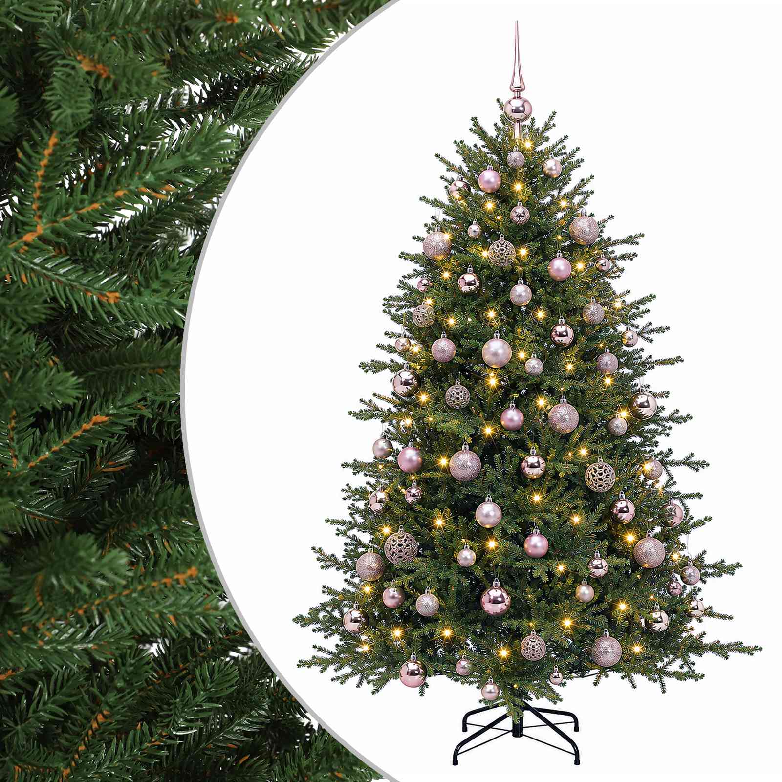 vidaXL Umelý vianočný stromček s vianočnými guľami 240 cm 300 LED