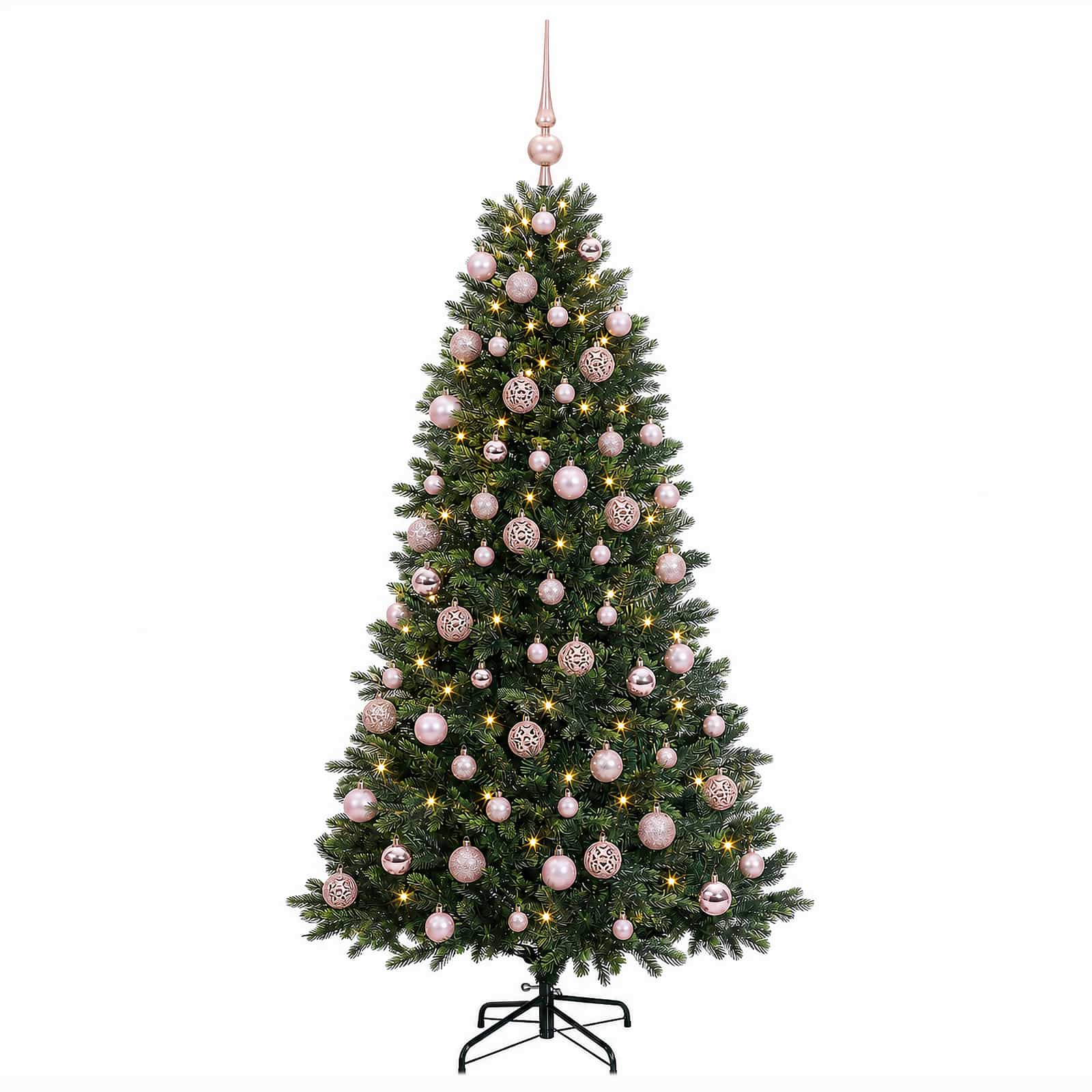 Umjetno božično drevo z okrasnimi kroglami 210 cm 300 LED