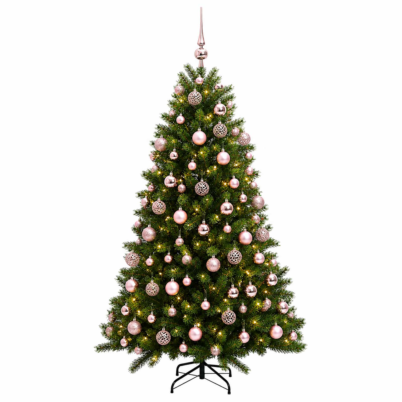 Umjetno božično drevo z okrasnimi kroglami 210 cm 300 LED