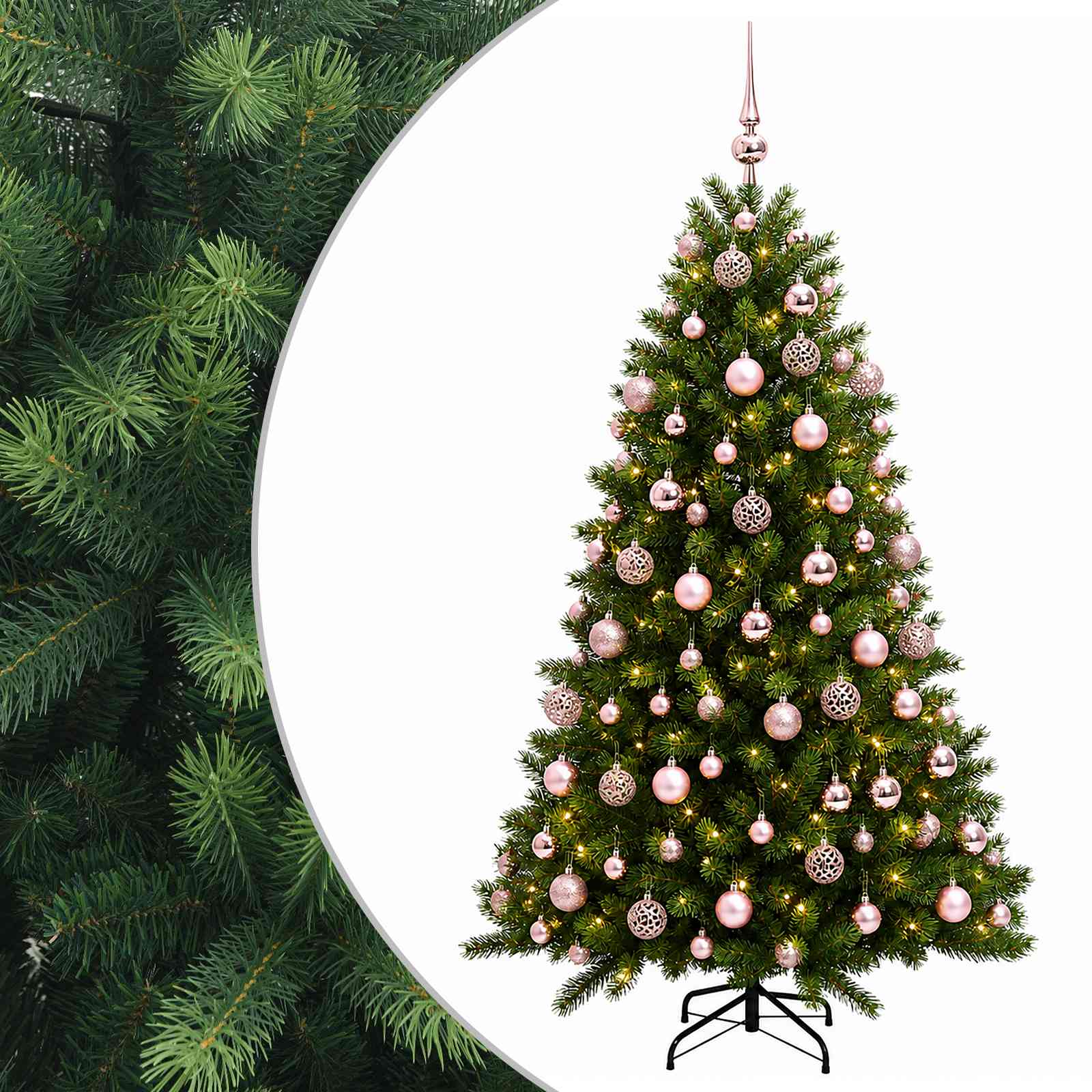 Umjetno božično drevo z okrasnimi kroglami 240 cm 300 LED