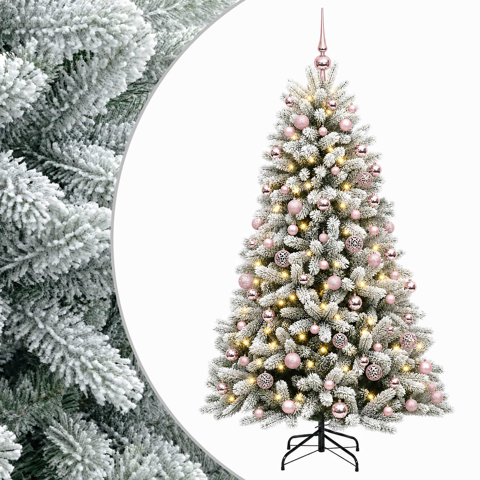 Umjetno božično drevo z okrasnimi kroglami 180 cm 300 LED