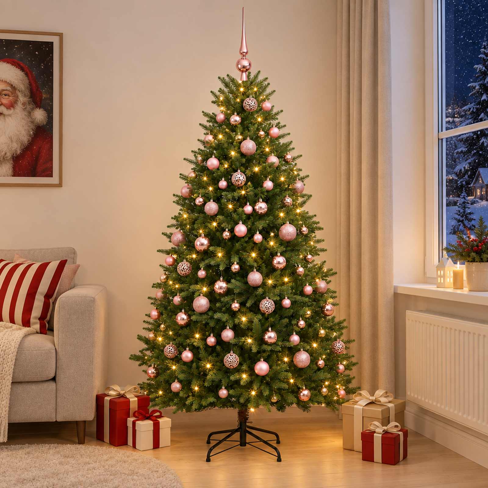 vidaXL - Kunstkerstboom - met - Ballen - 240 - cm - 300 - LED's - Warmwit