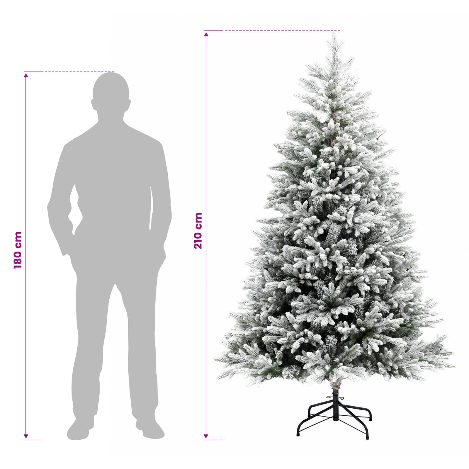 Umjetno božično drevo z okrasnimi kroglami 210 cm 300 LED