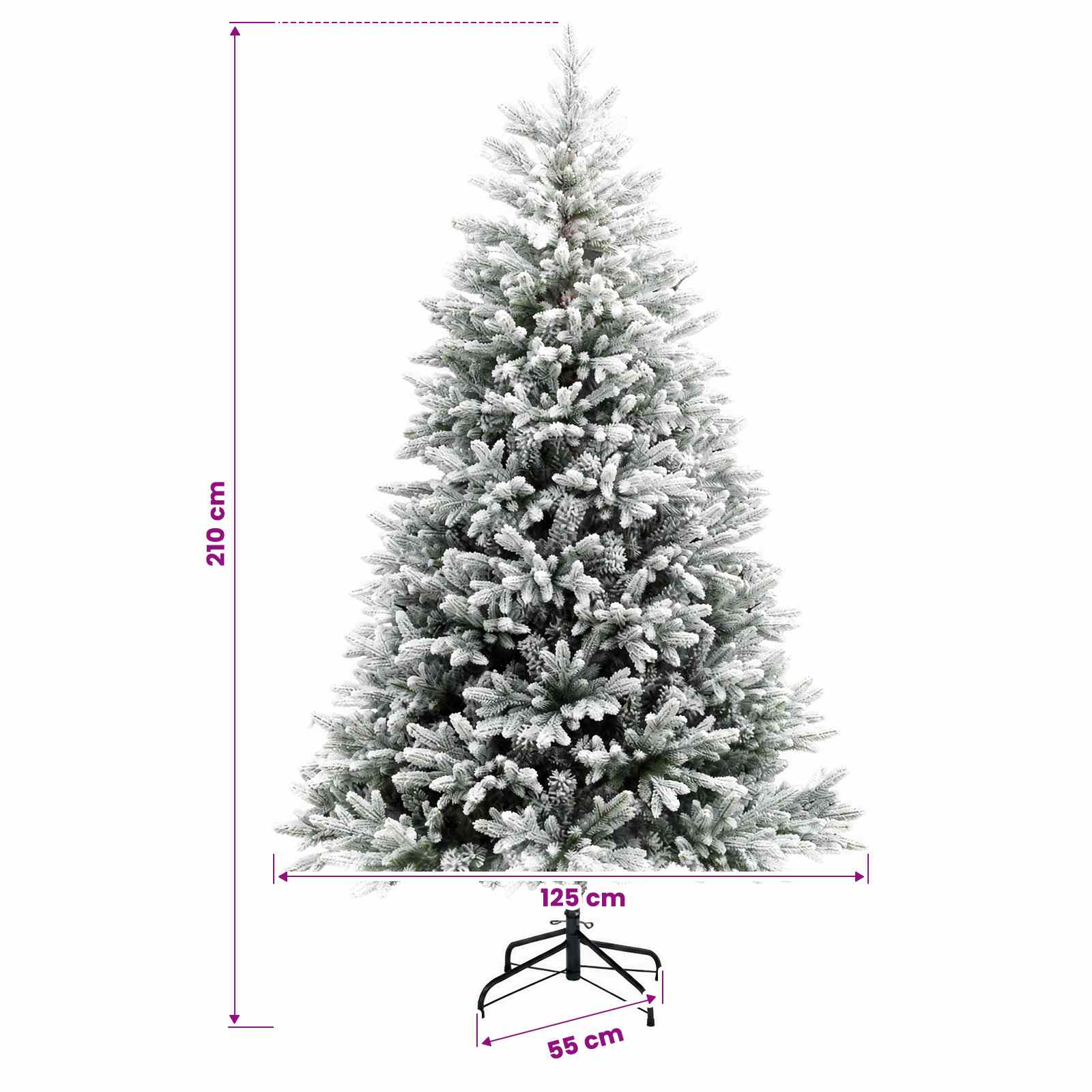 Umjetno božično drevo z okrasnimi kroglami 210 cm 300 LED