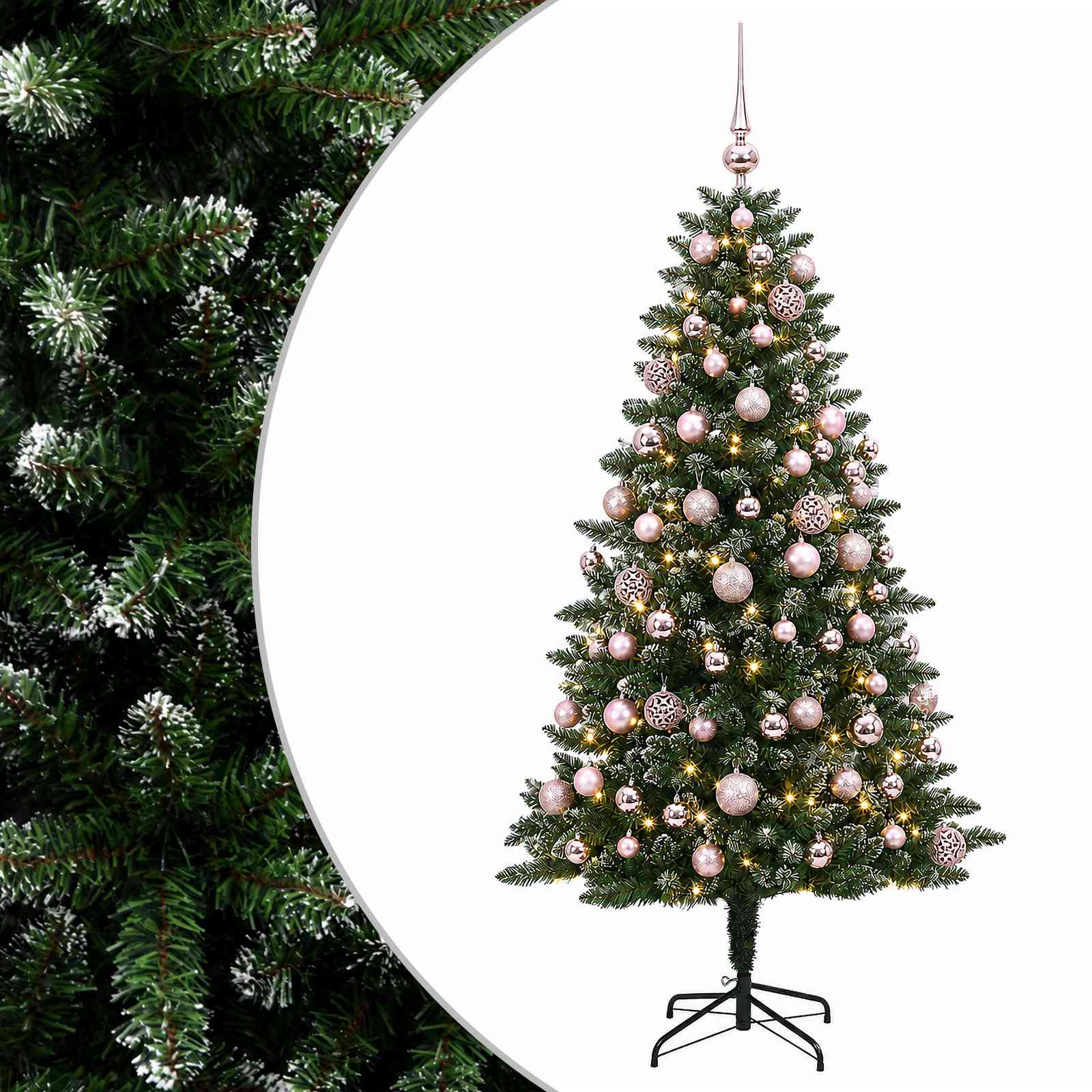 Umjetno božično drevo z okrasnimi kroglami 210 cm 300 LED