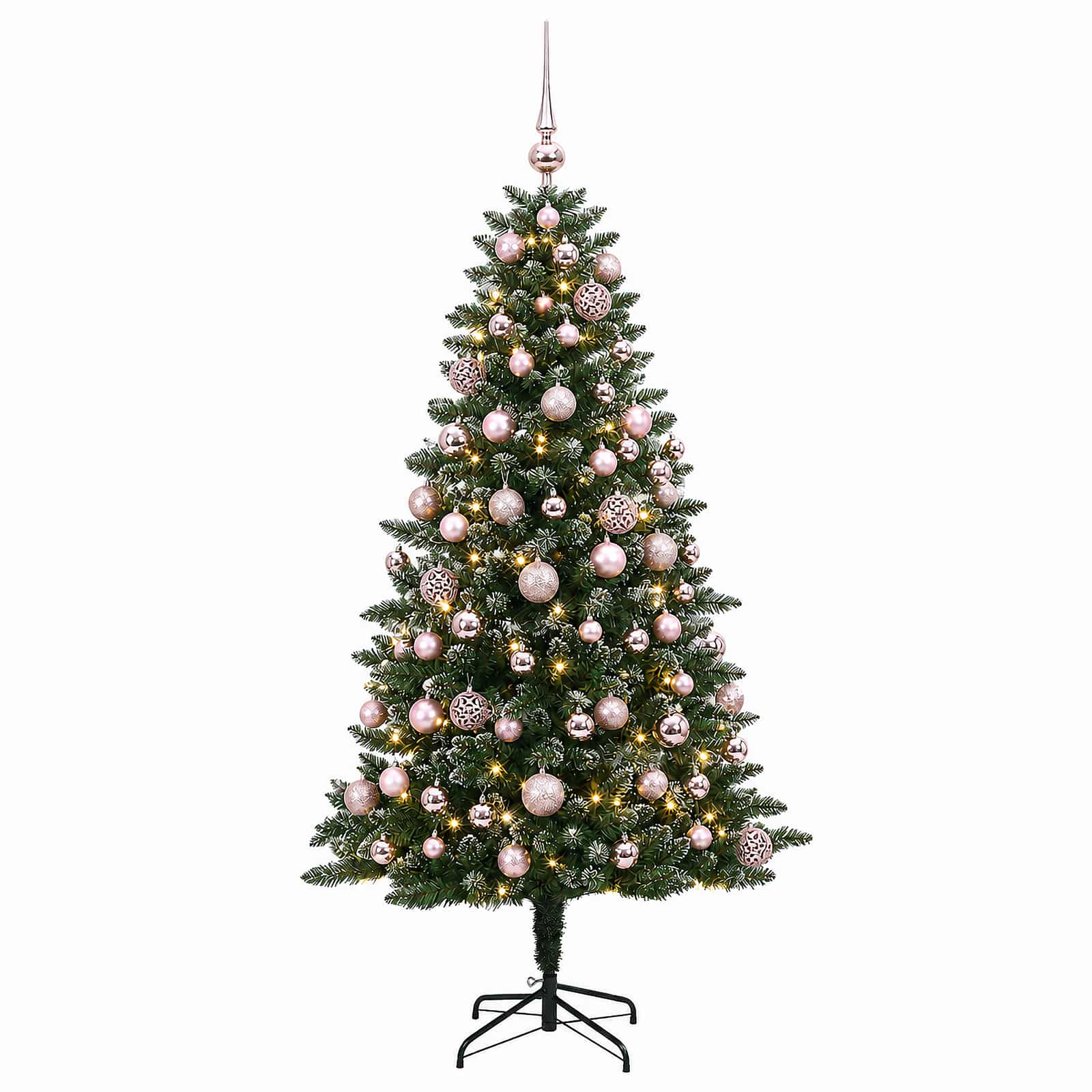Umjetno božično drevo z okrasnimi kroglami 210 cm 300 LED