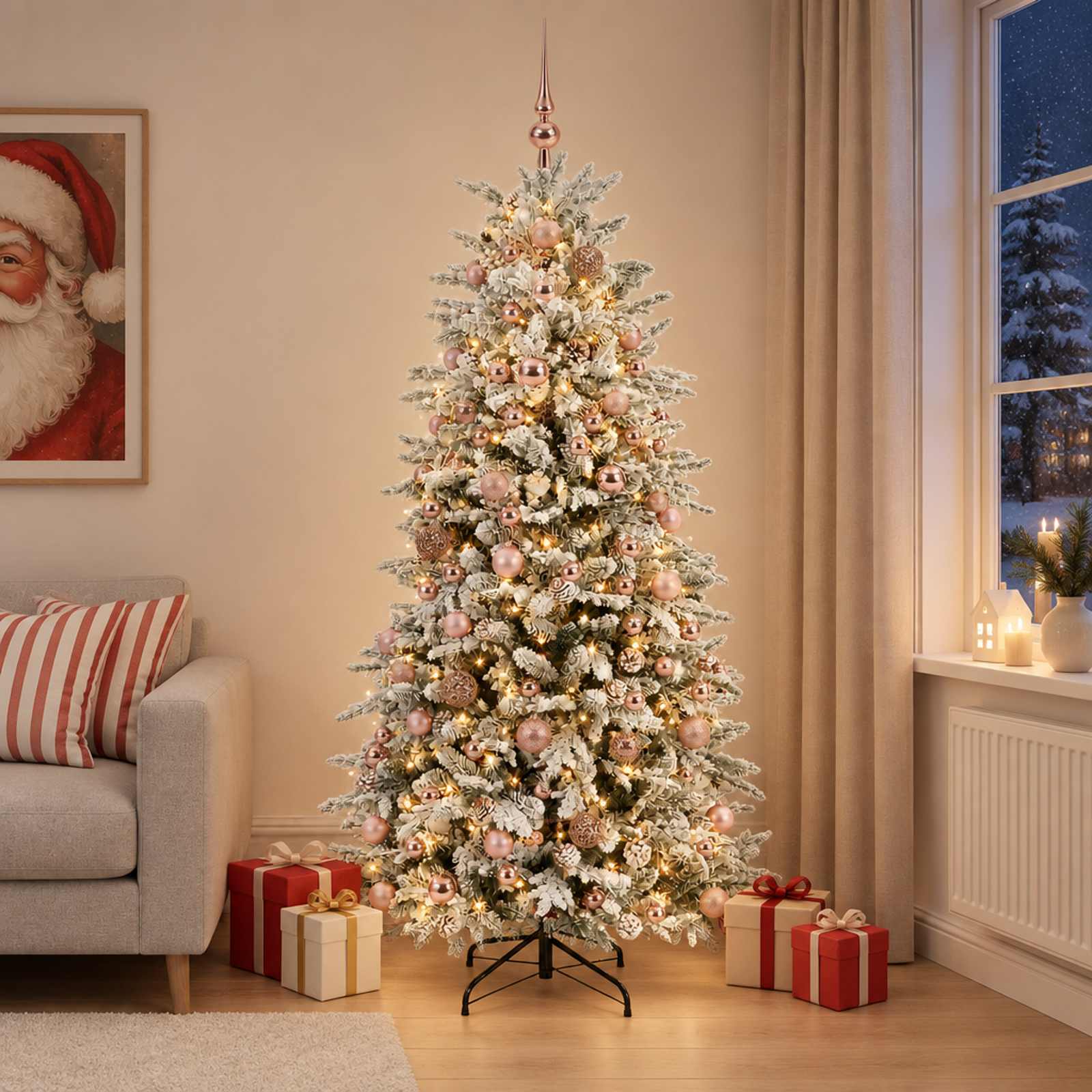 Umetno Zložljivo Božično Drevo 240 cm 300 LED Toplo bela