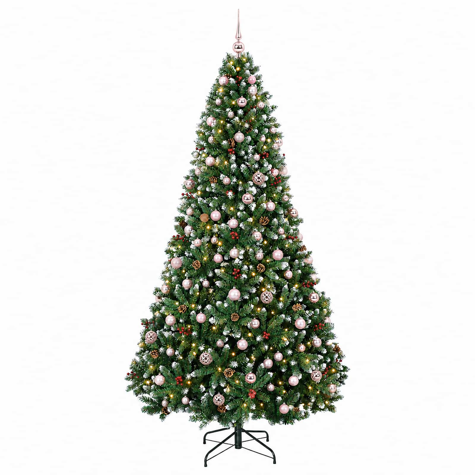 Umetno božično drevesce z okraski, zeleno 240 cm 300 LED