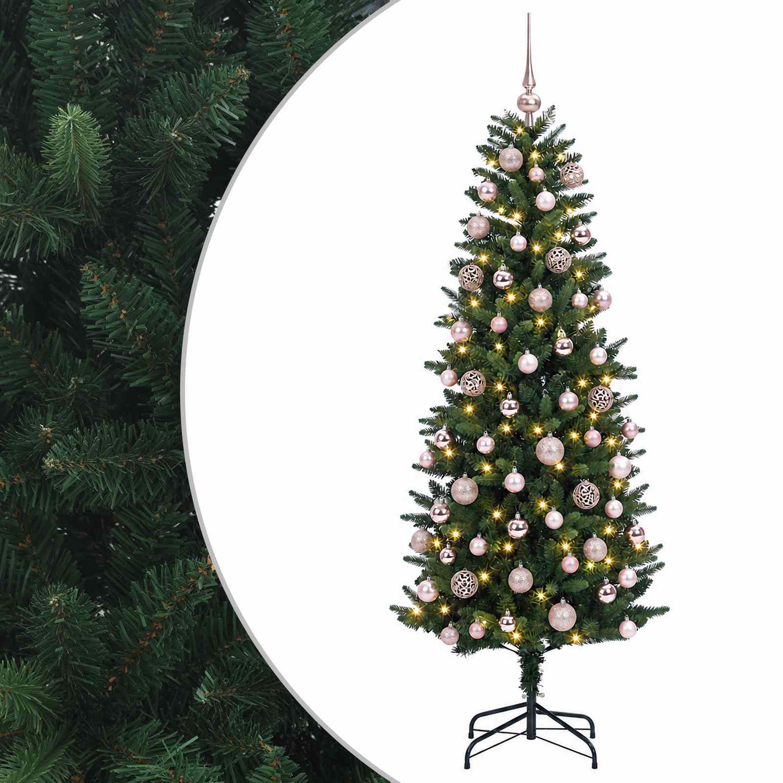 vidaXL Umelý vianočný stromček s guľami 210 cm 300 LED Teplá biela
